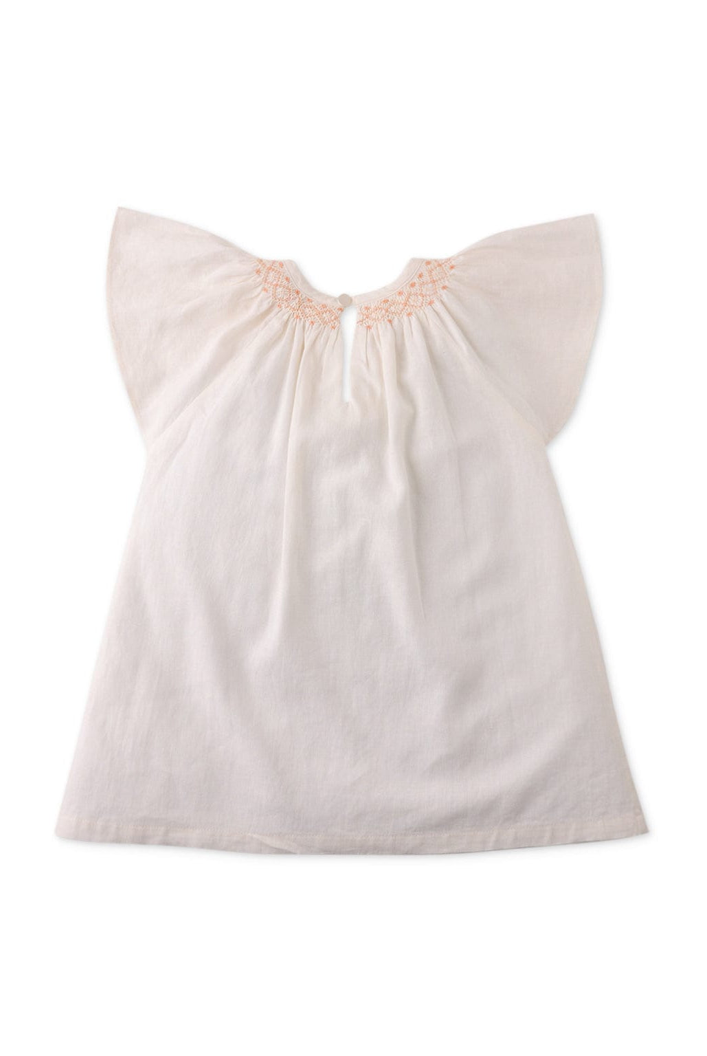 جينجرسنابس فستان بيبي بناتي منسوج سادة واسع كم قصير أوف وايت