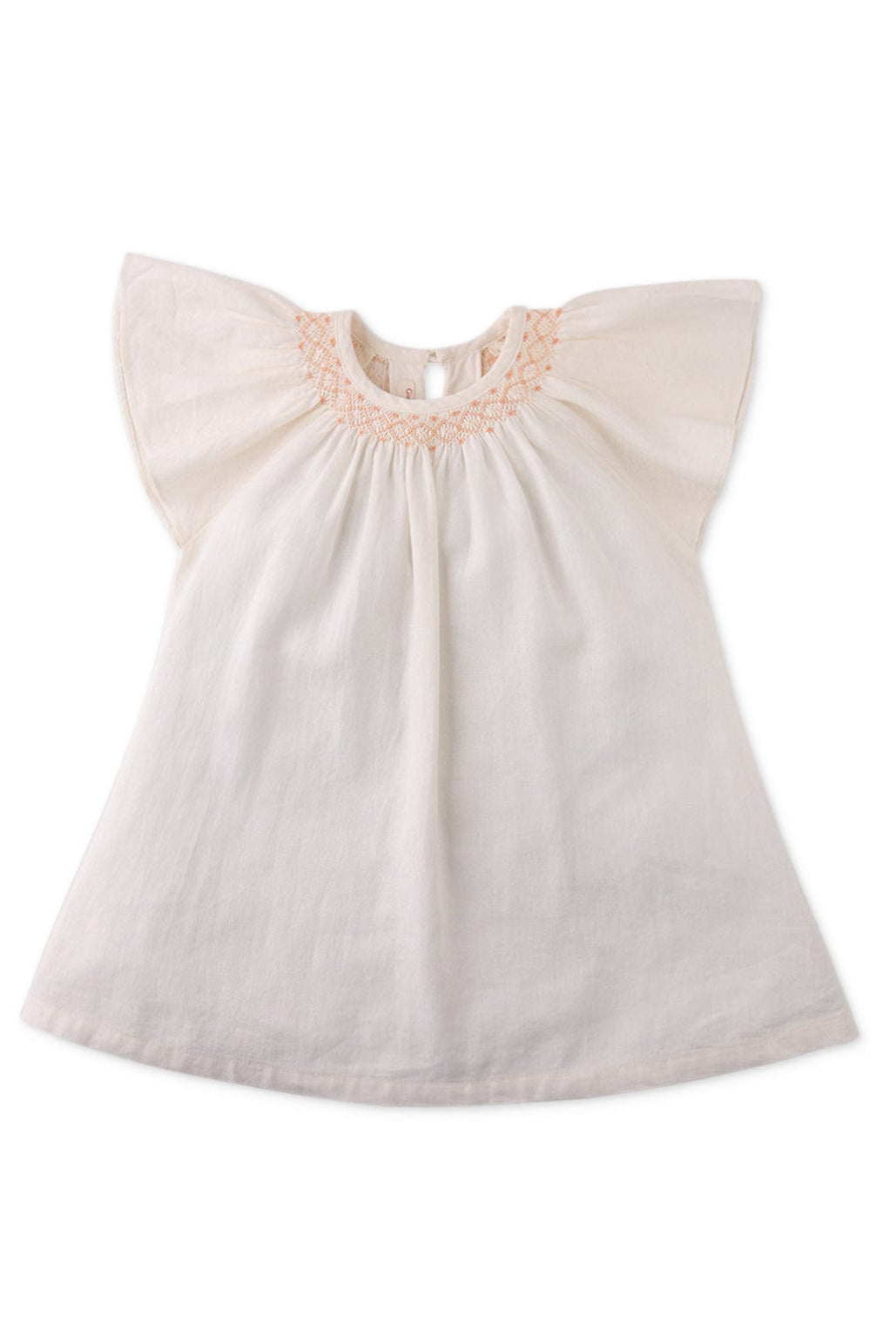 جينجرسنابس فستان بيبي بناتي منسوج سادة واسع كم قصير أوف وايت