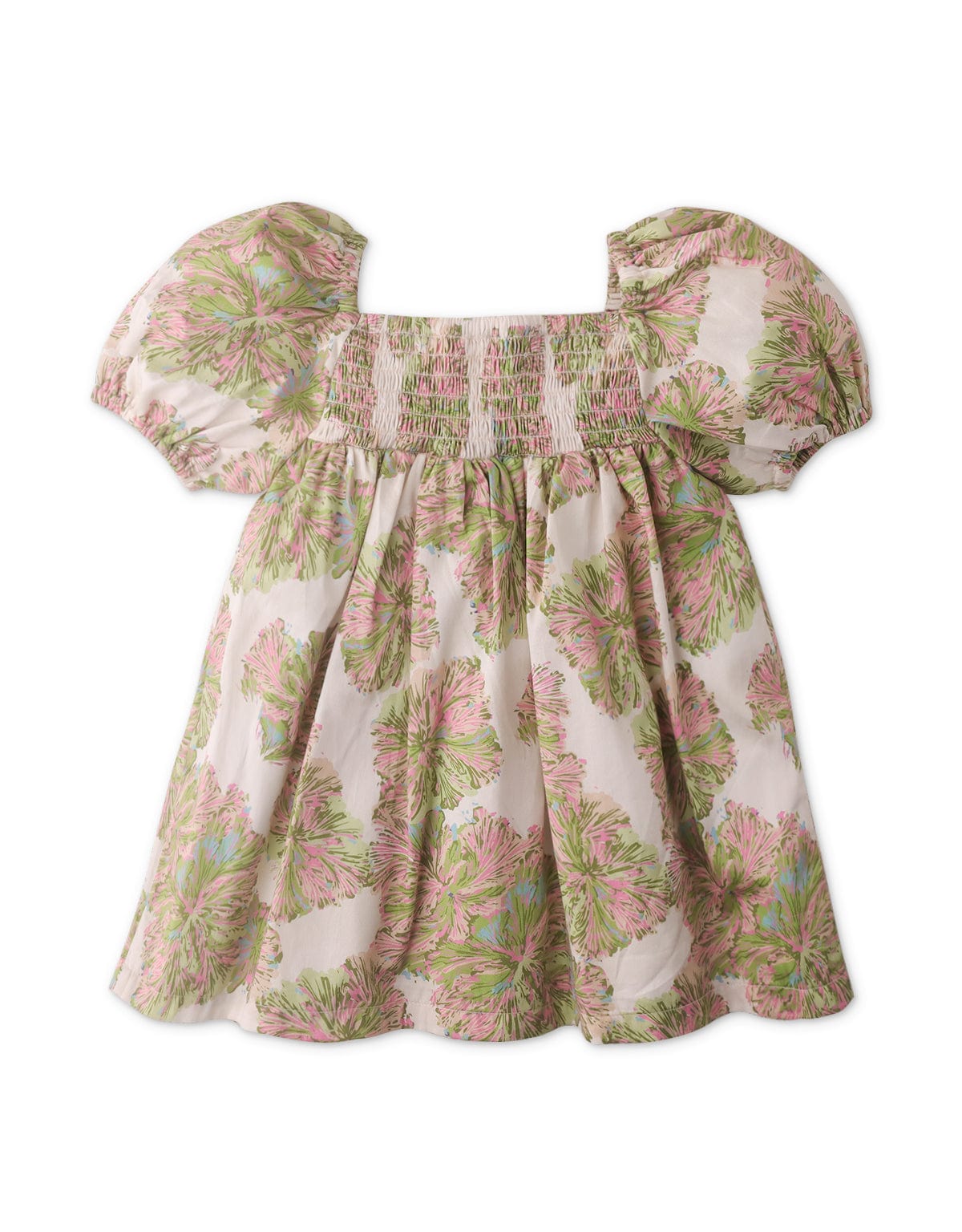 جينجرسنابس فستان مواليد منقوش واكمام مطاط بناتى