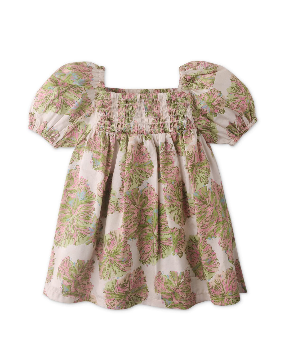 جينجرسنابس فستان مواليد منقوش واكمام مطاط بناتى