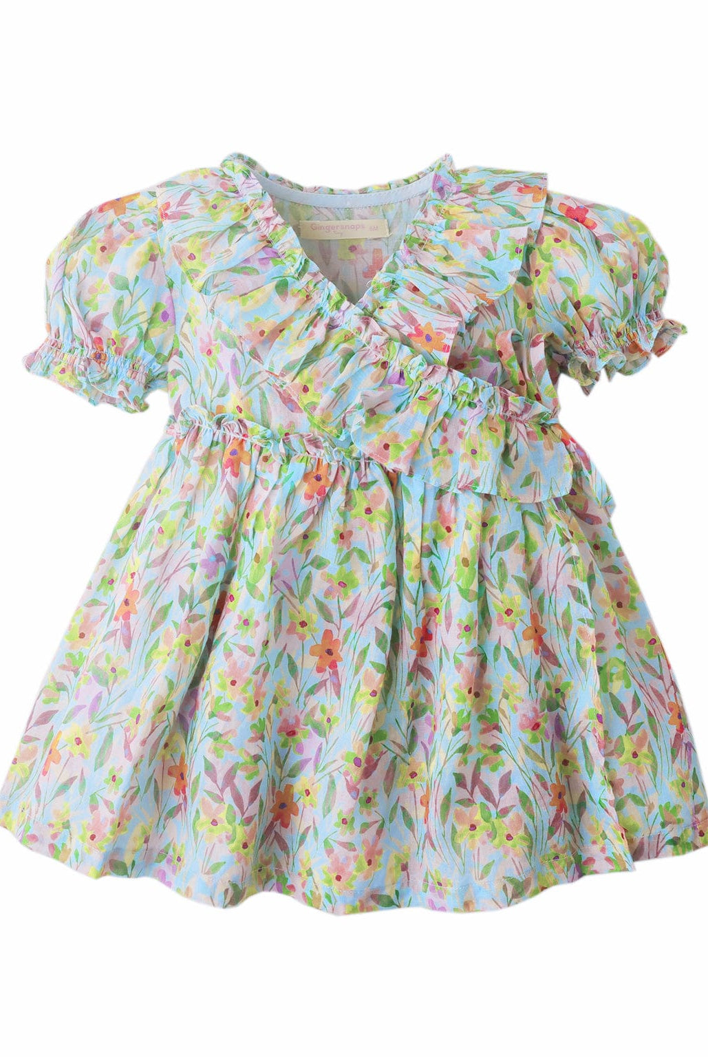 جينجرسنابس فستان بناتى رضع منقوش بكم مطاطى