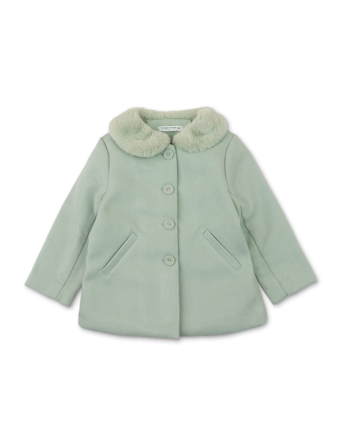 جينجرسنابس جاكت بناتي رضع بأزرار بياقة فرو أخضر