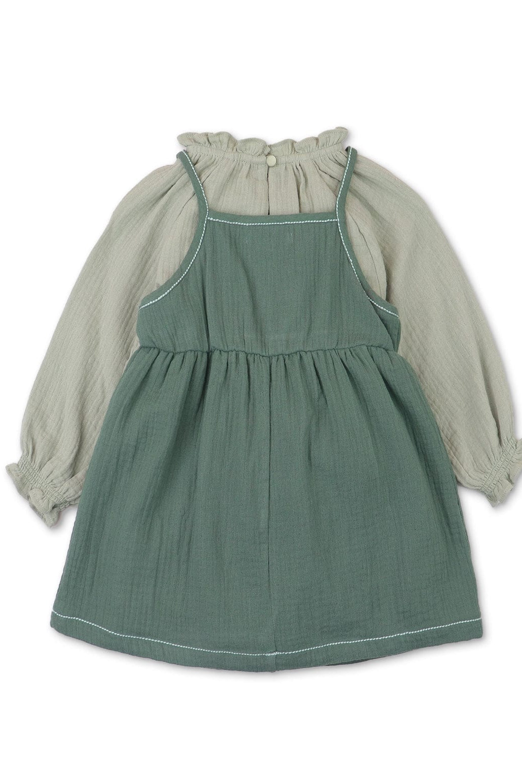 جينجرسنابس طقم فستان بناتي رضع حمالات وبلوزة كم متعدد الألوان