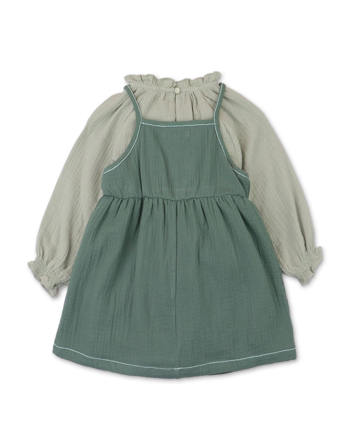 جينجرسنابس طقم فستان بناتي رضع حمالات وبلوزة كم متعدد الألوان