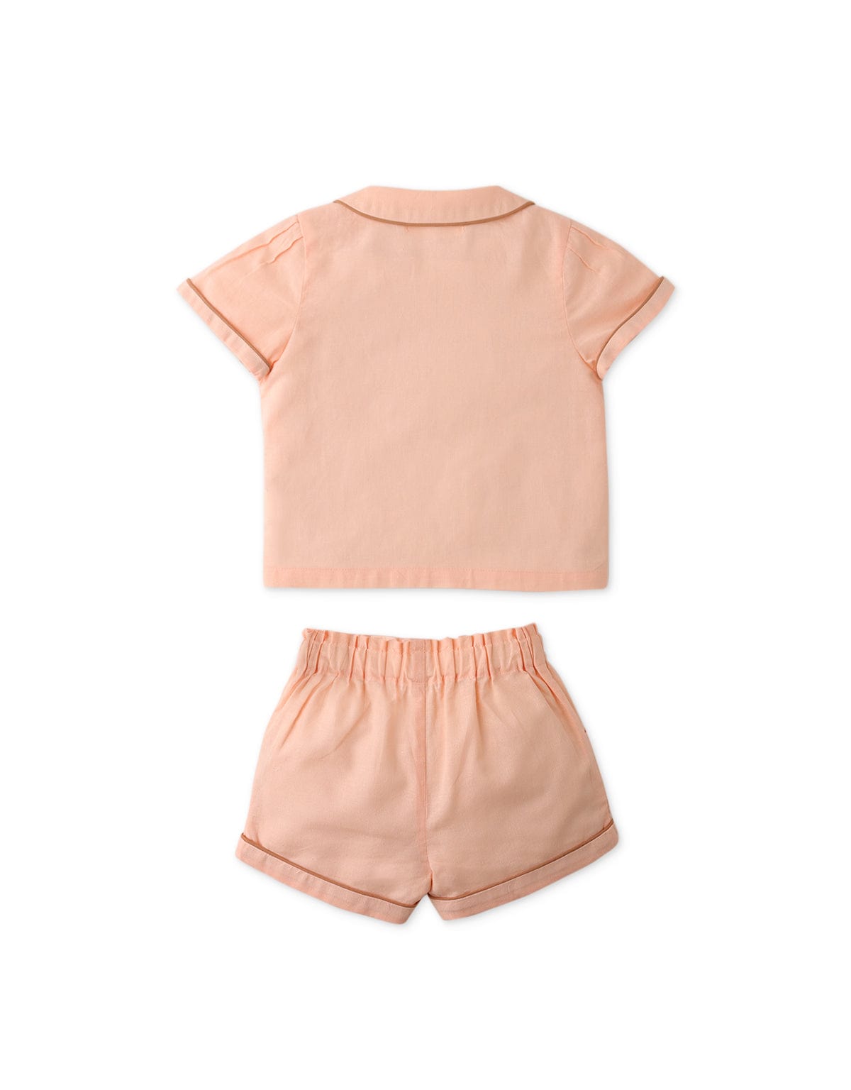 جينجرسنابس طقم شورت منسوج وبلوزة نص كم بيبي بناتي خوخي