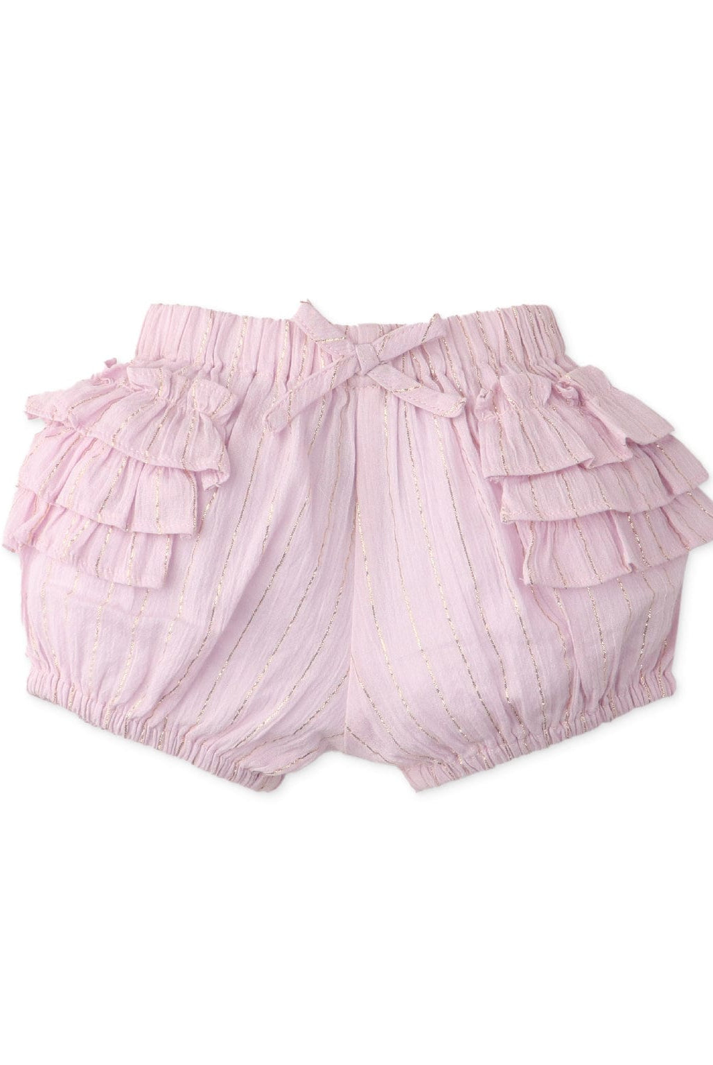 جينجرسنابس شورت مخطط بالطول مكشكش بفيونكة أمامية بيبي بنات أرجواني