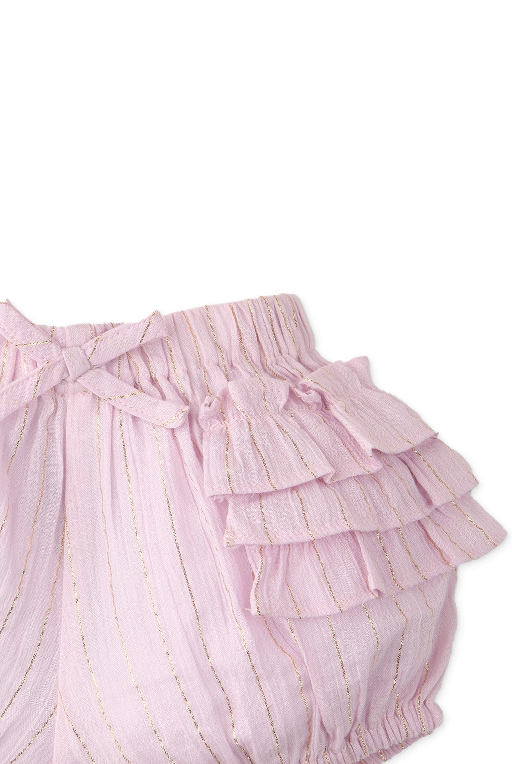 جينجرسنابس شورت مخطط بالطول مكشكش بفيونكة أمامية بيبي بنات أرجواني