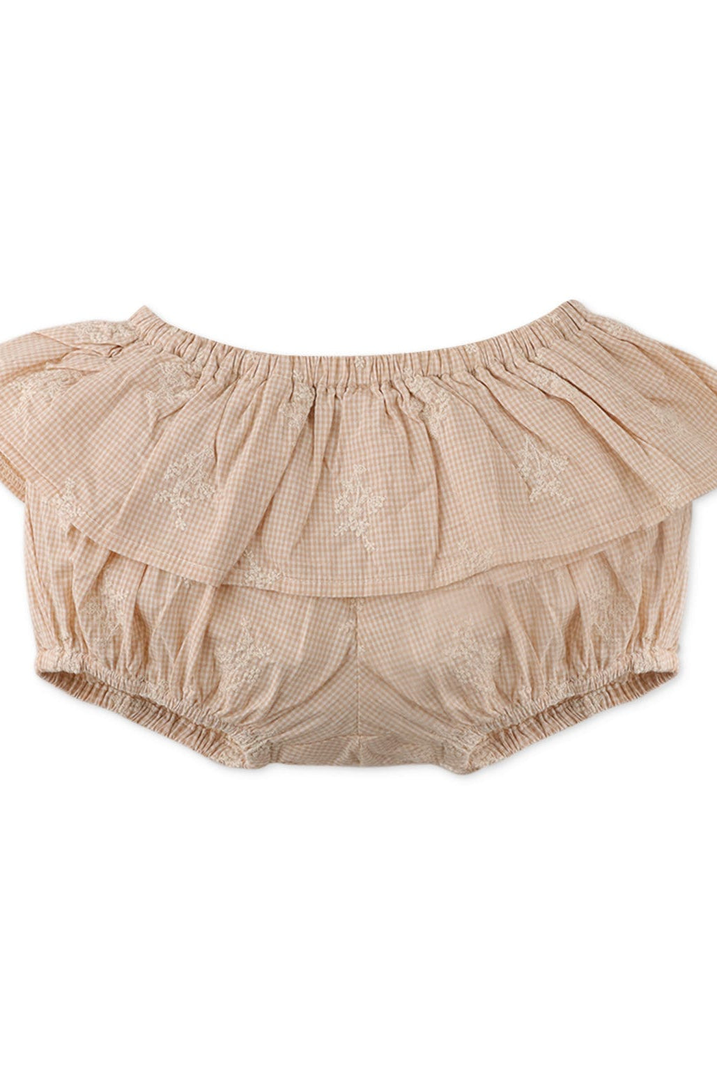 جينجرسنابس شورت مربعات ضغير بتطريز بسيط أطفال بيبي بنات بيج