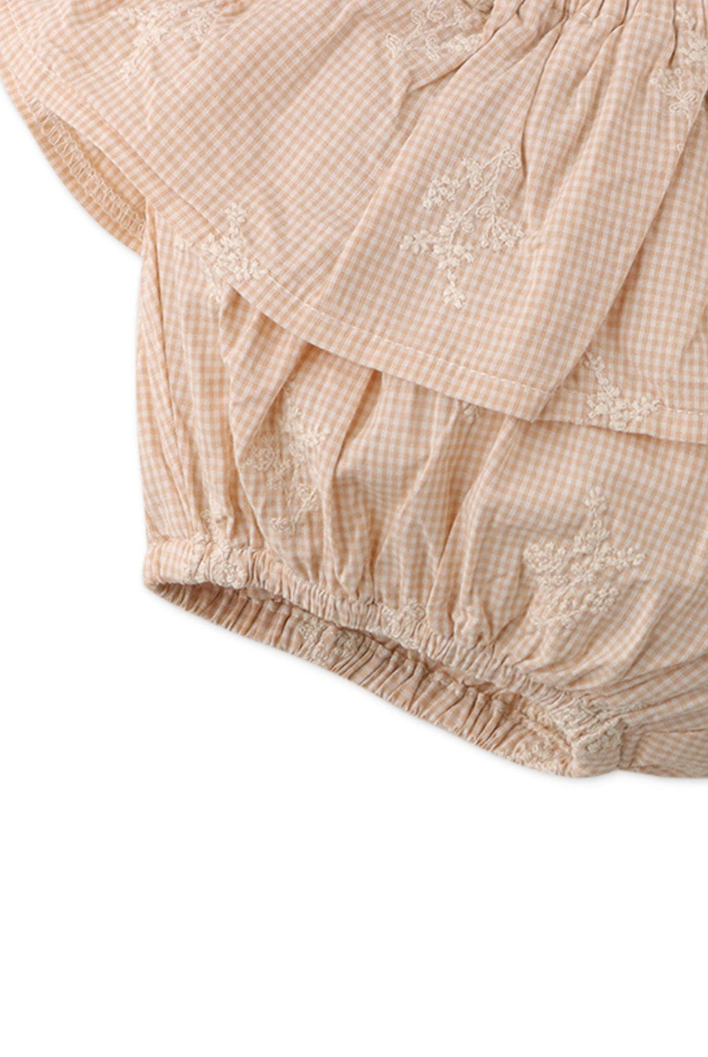 جينجرسنابس شورت مربعات ضغير بتطريز بسيط أطفال بيبي بنات بيج