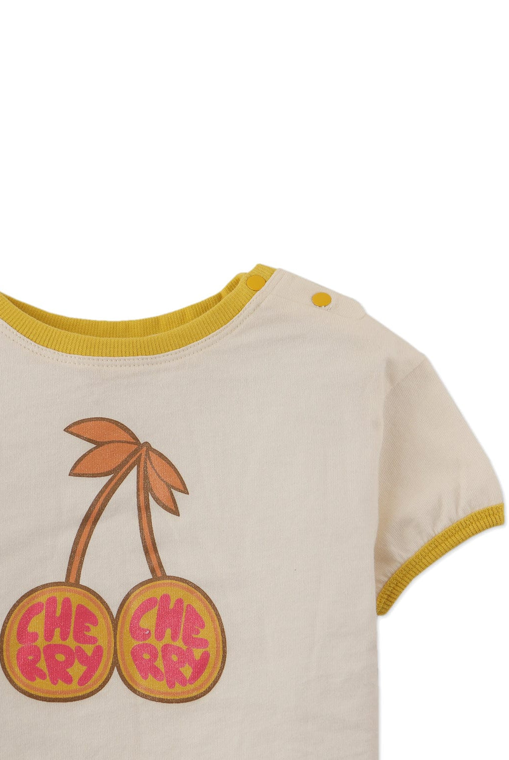 جينجرسنابس بلوزة بيبي بناتي نص كم بفاكهة أمامية أوف وايت