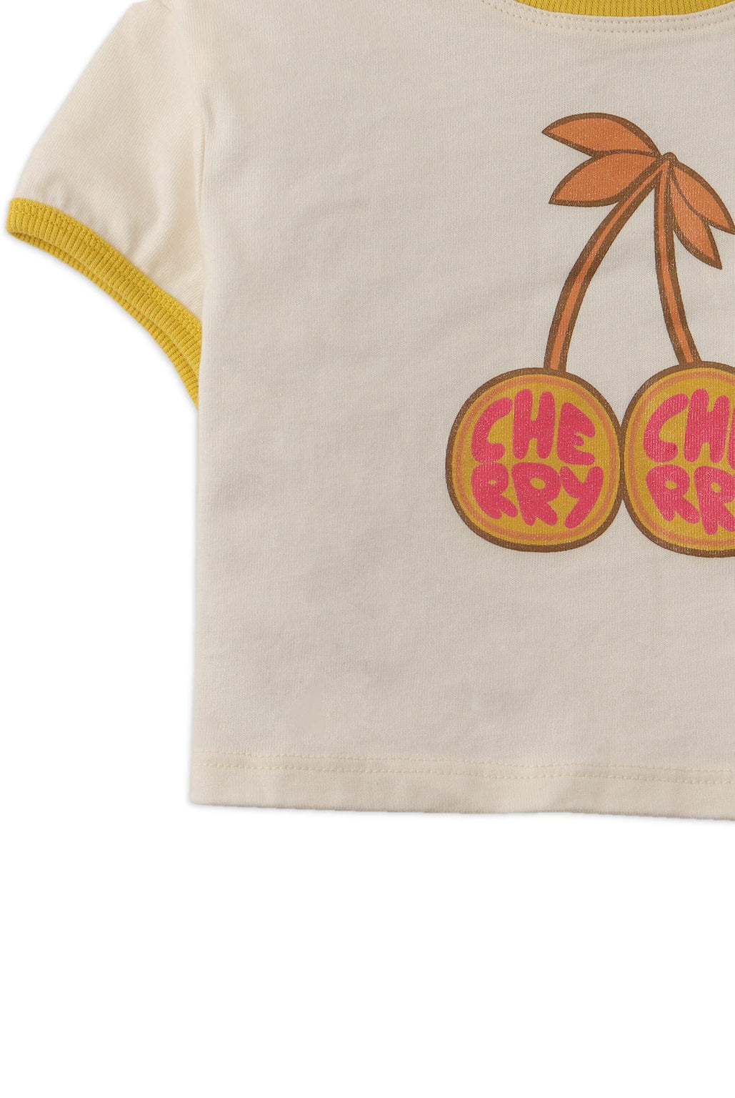 جينجرسنابس بلوزة بيبي بناتي نص كم بفاكهة أمامية أوف وايت