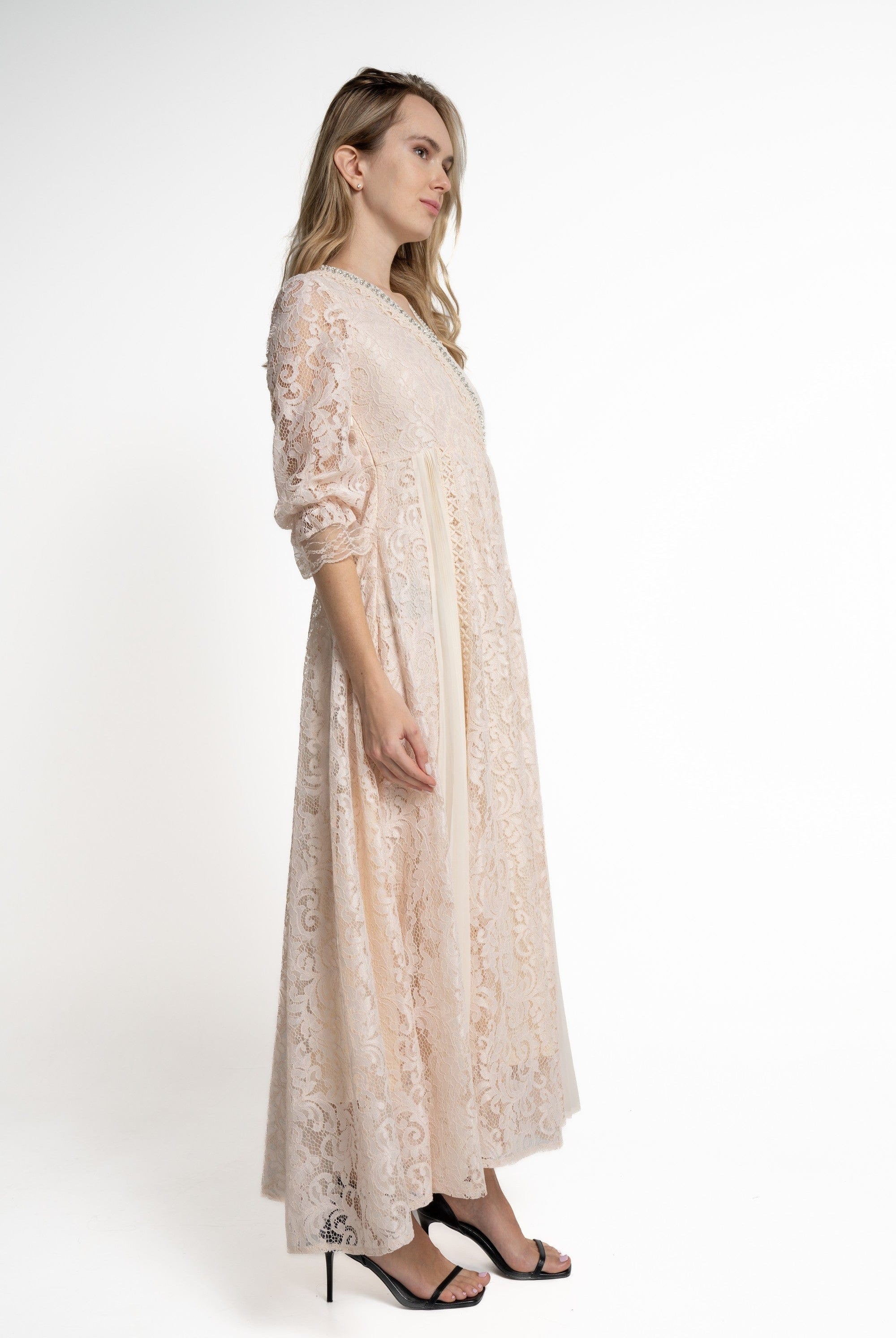 يولا فستان ماكسي مخرمة 3/4 كم نسائي