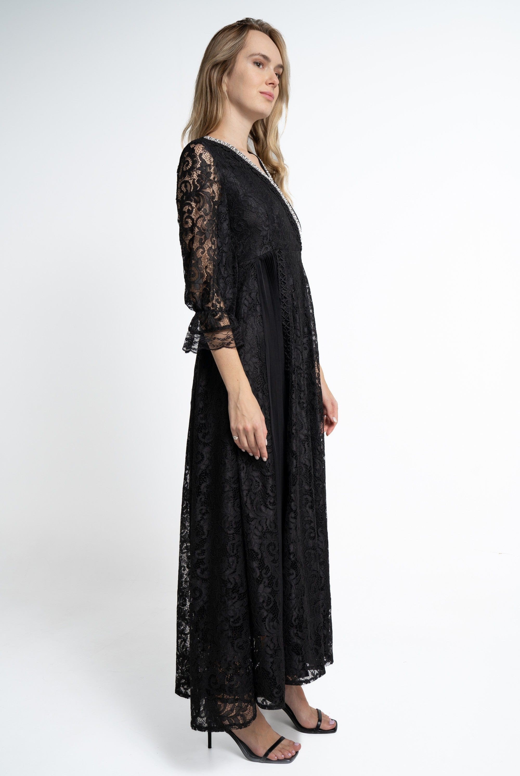 يولا فستان ماكسي مخرمة 3/4 كم نسائي