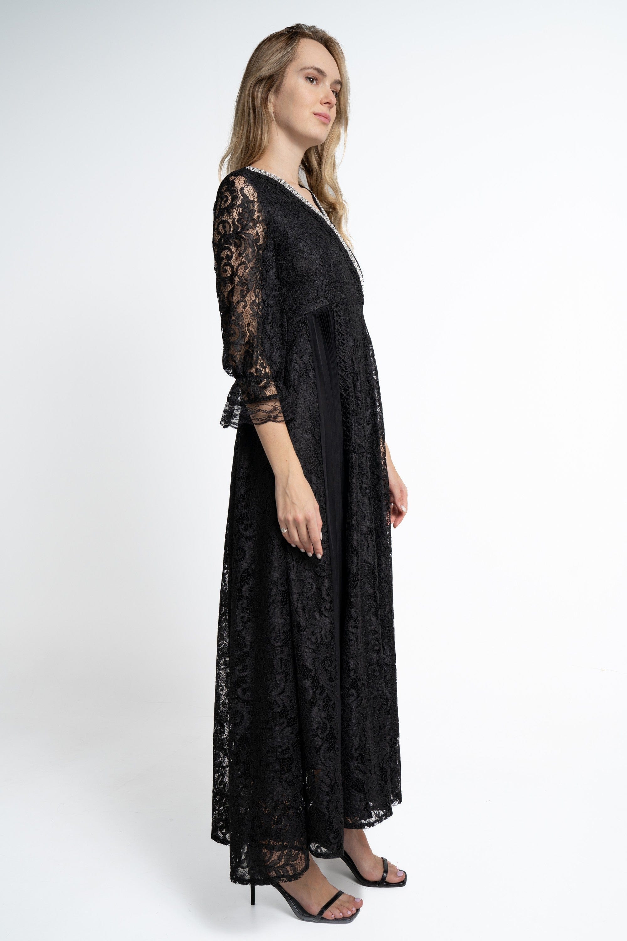 يولا فستان ماكسي مخرمة 3/4 كم نسائي