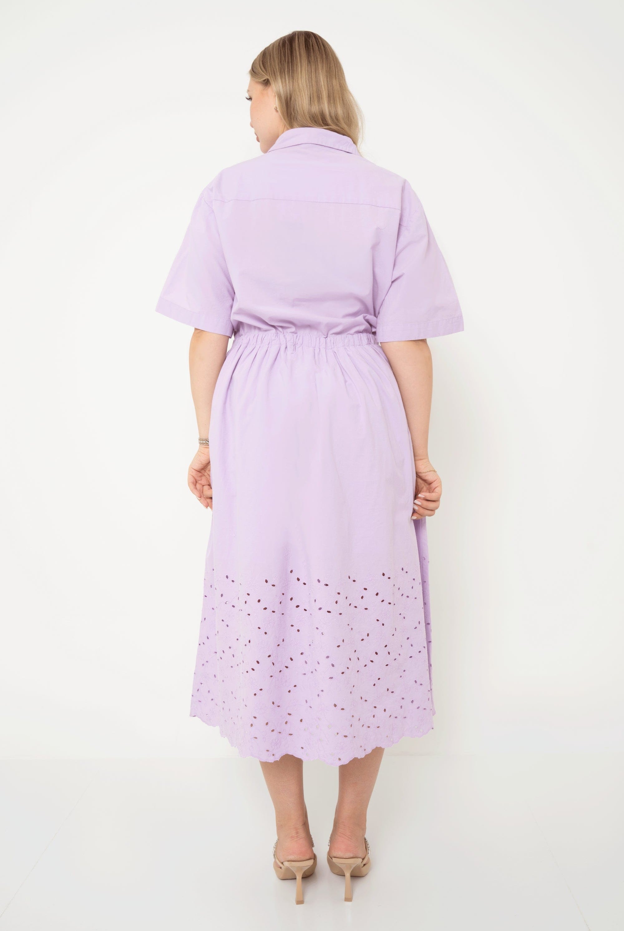 يولا فستان طويل مخصر نص كم بجيوب نسائي