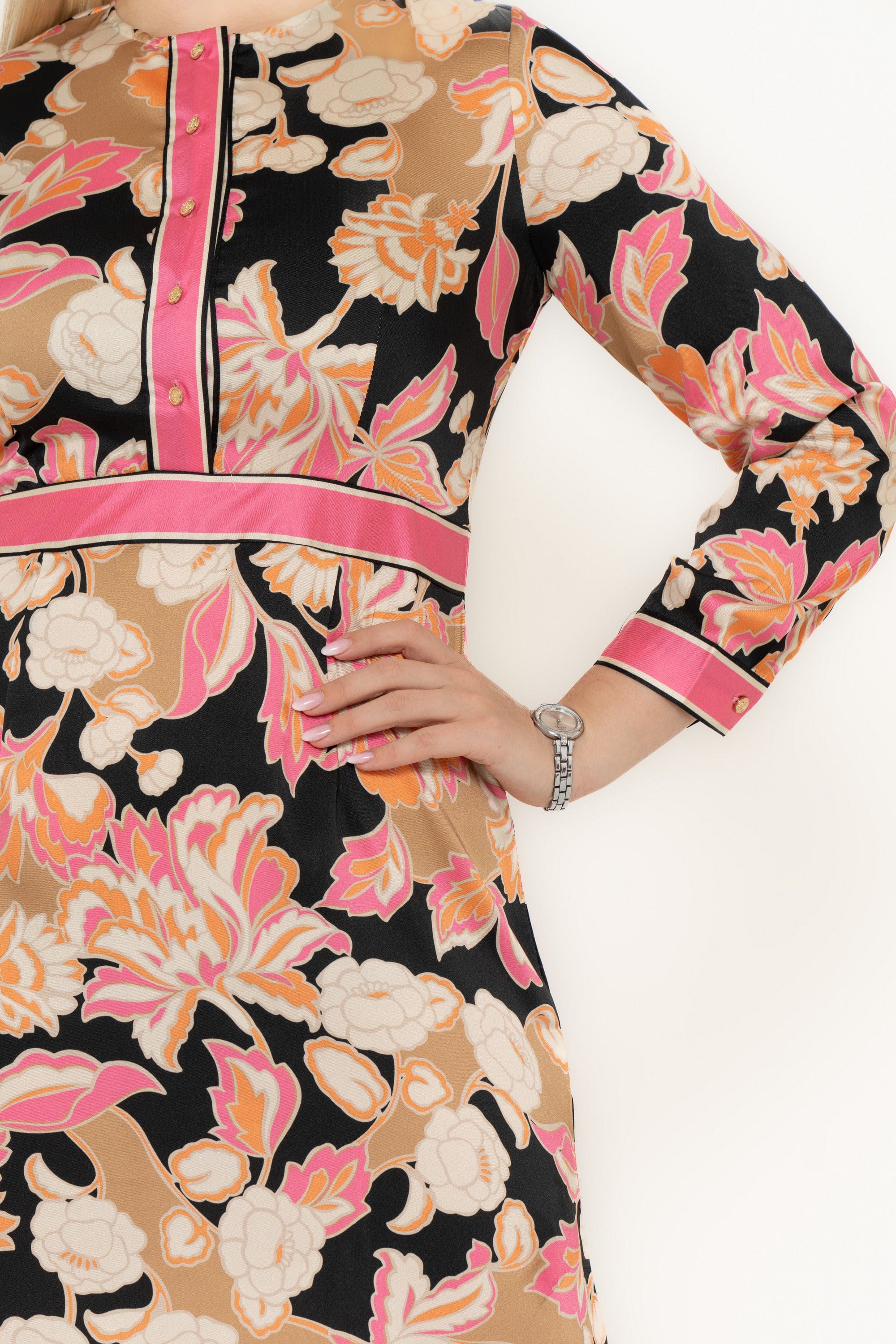 يولا فستان مشجر ميدي كم طويل نسائي