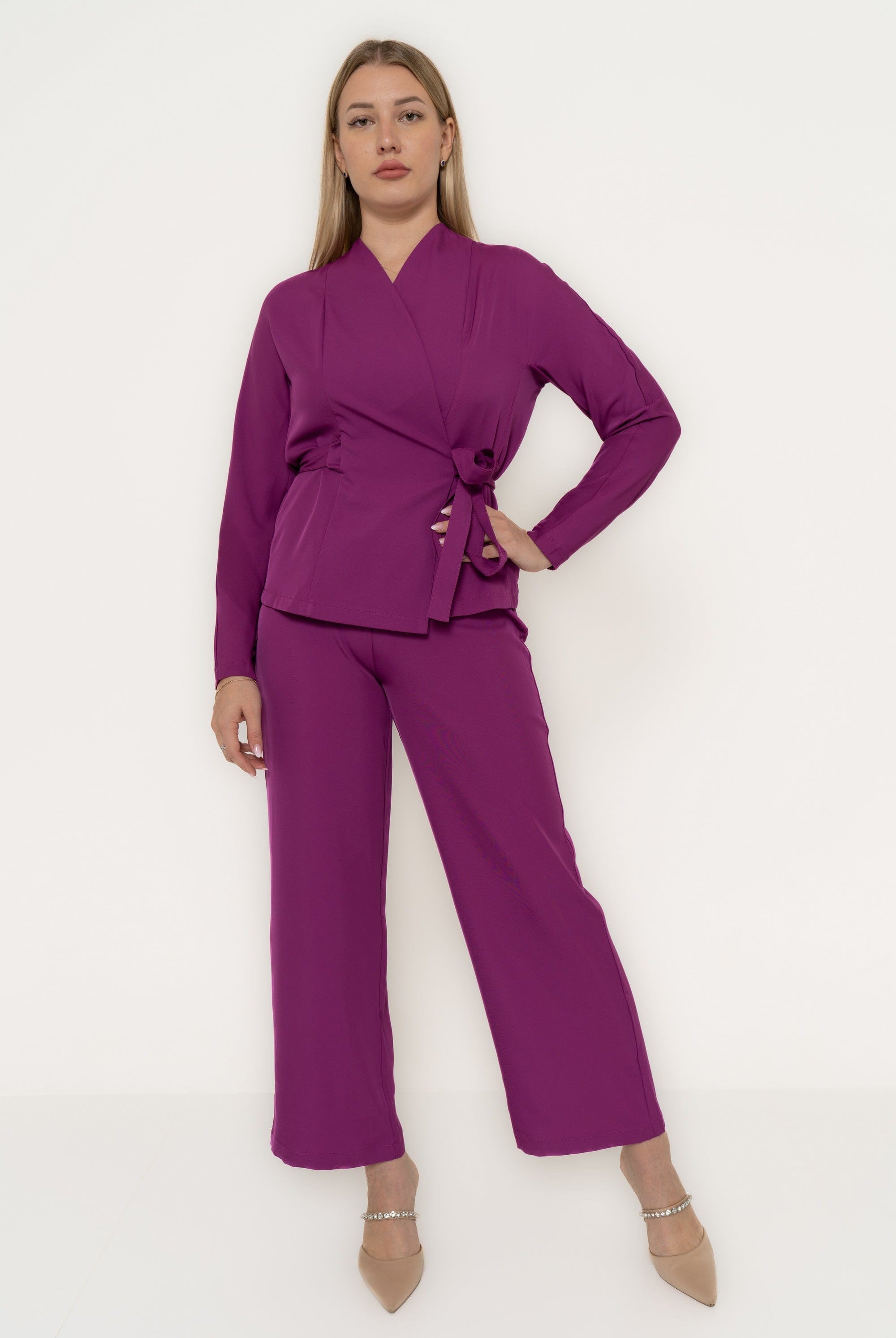 يولا بنطلون نسائي بقصة رجل واسعة سادة