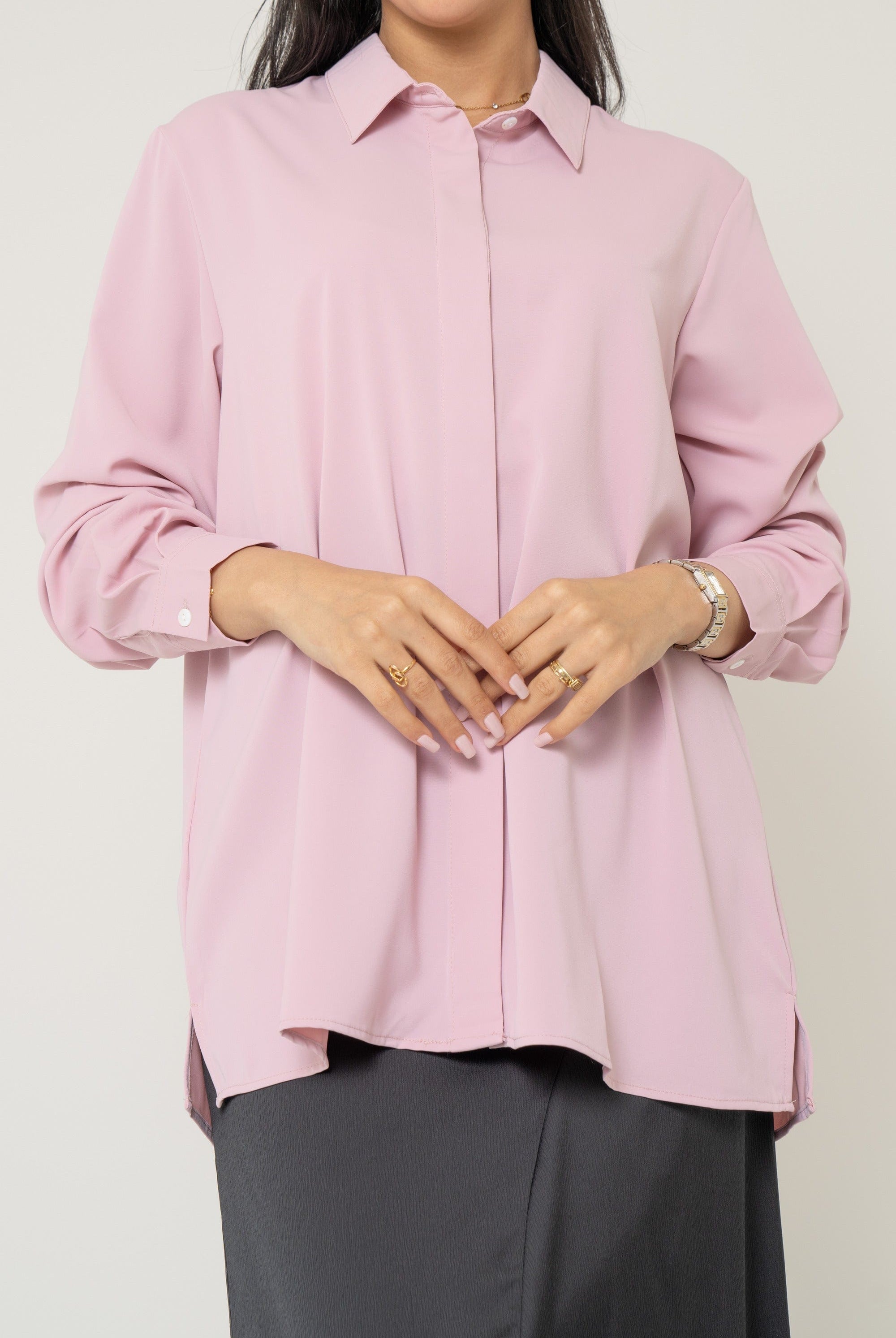 يولا بلوزة نسائية قصة قميص طويله كم طويل