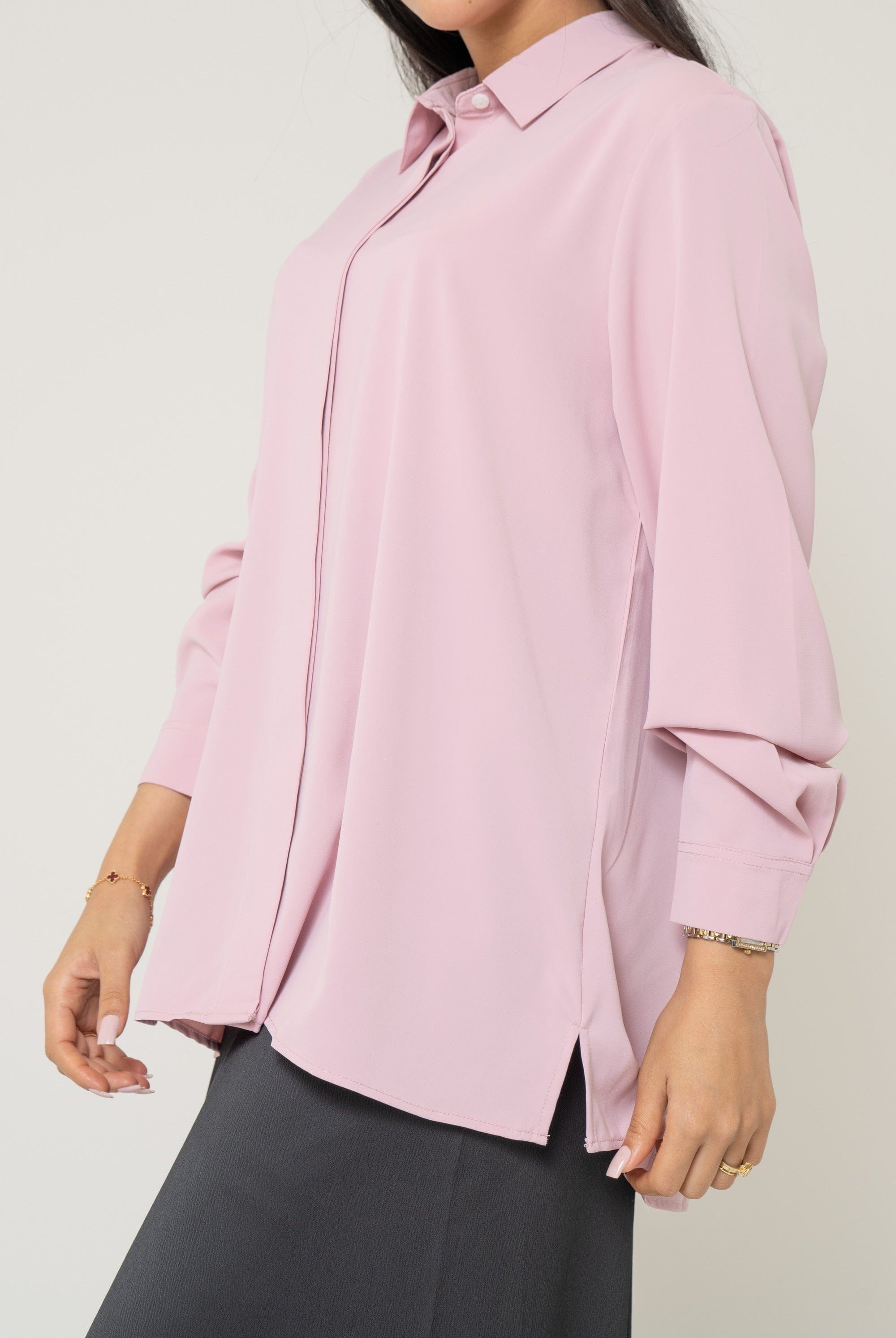 يولا بلوزة نسائية قصة قميص طويله كم طويل