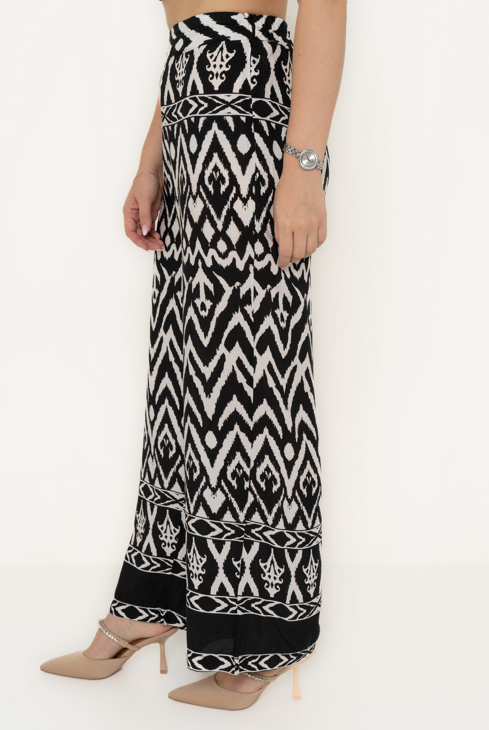 يولا بنطلون مشجر نسائي بقصة رجل واسعة