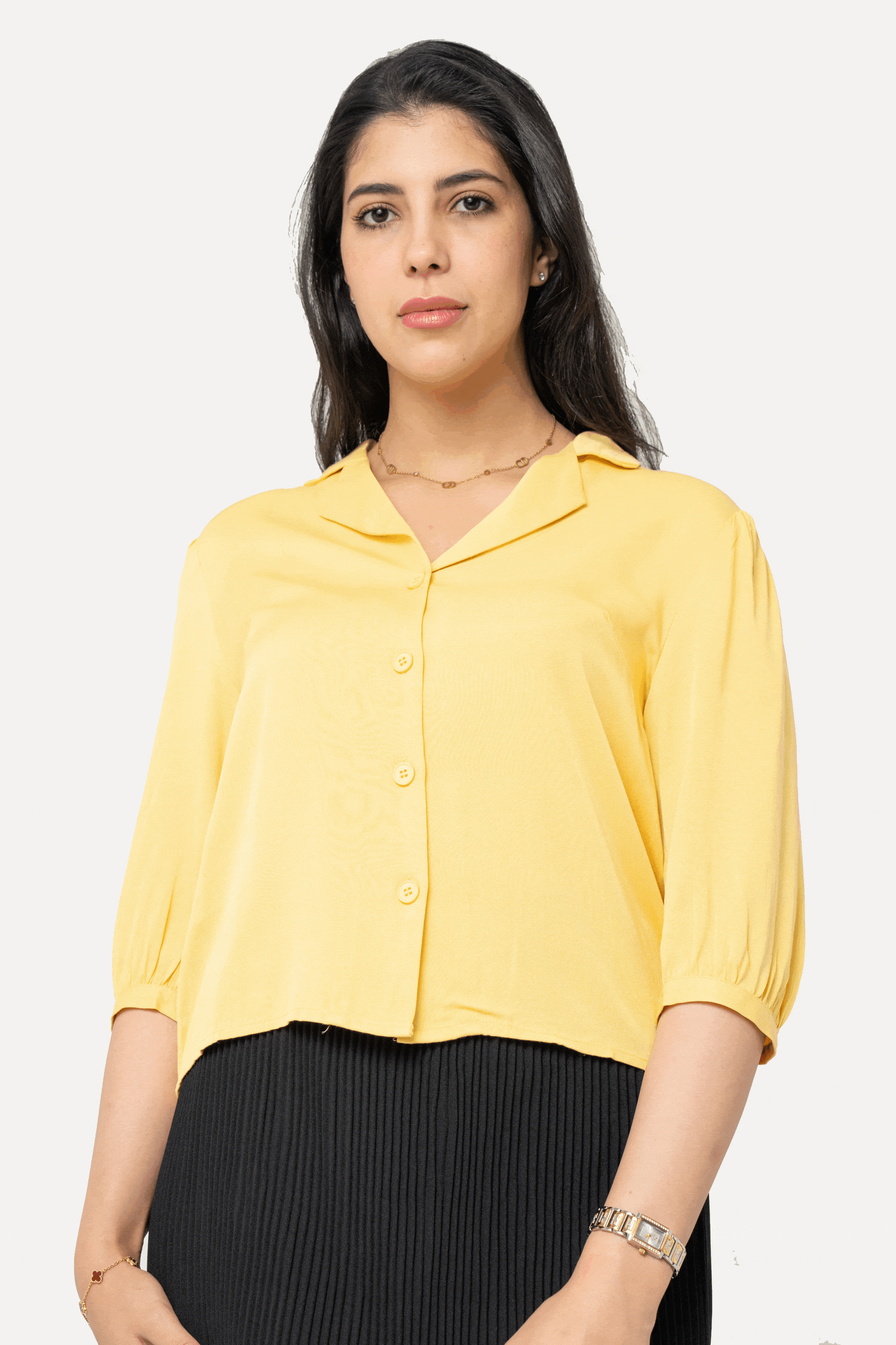 نتشي بلوزة بأزرار أمامية 3/4 كم نسائي