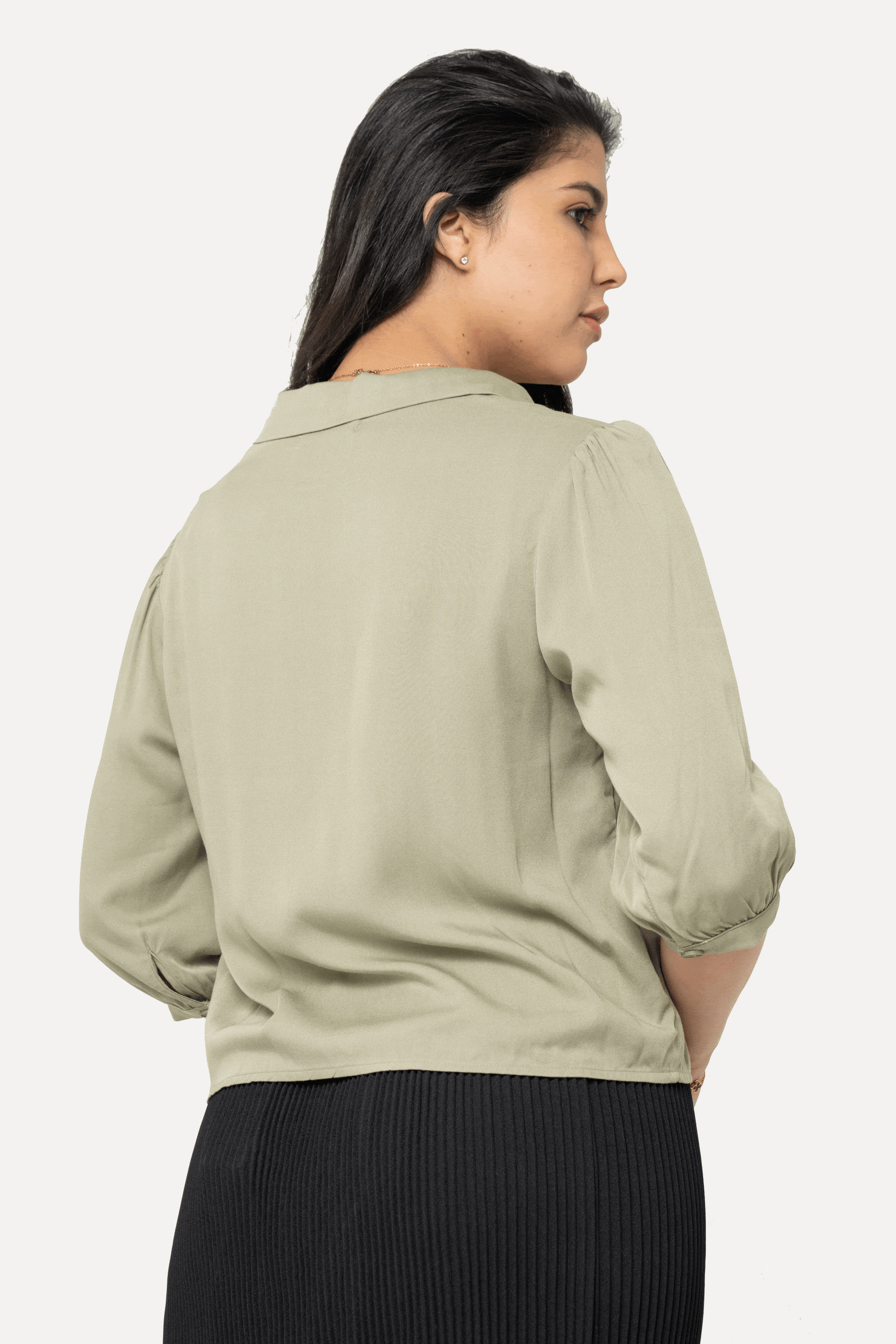 نتشي بلوزة بأزرار أمامية 3/4 كم نسائي