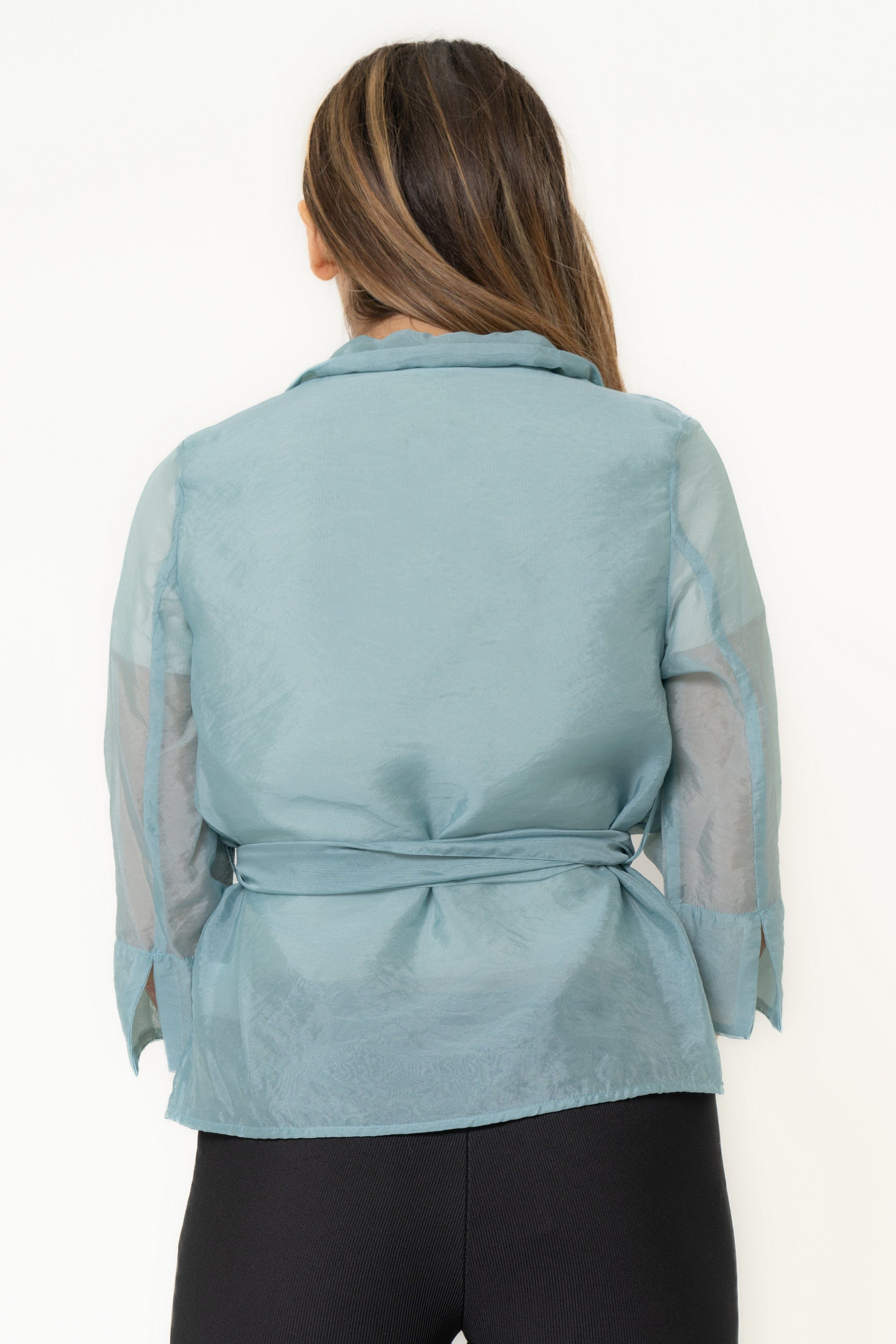 يولا بلوزة نسائي شفافه ساده بكم طويل