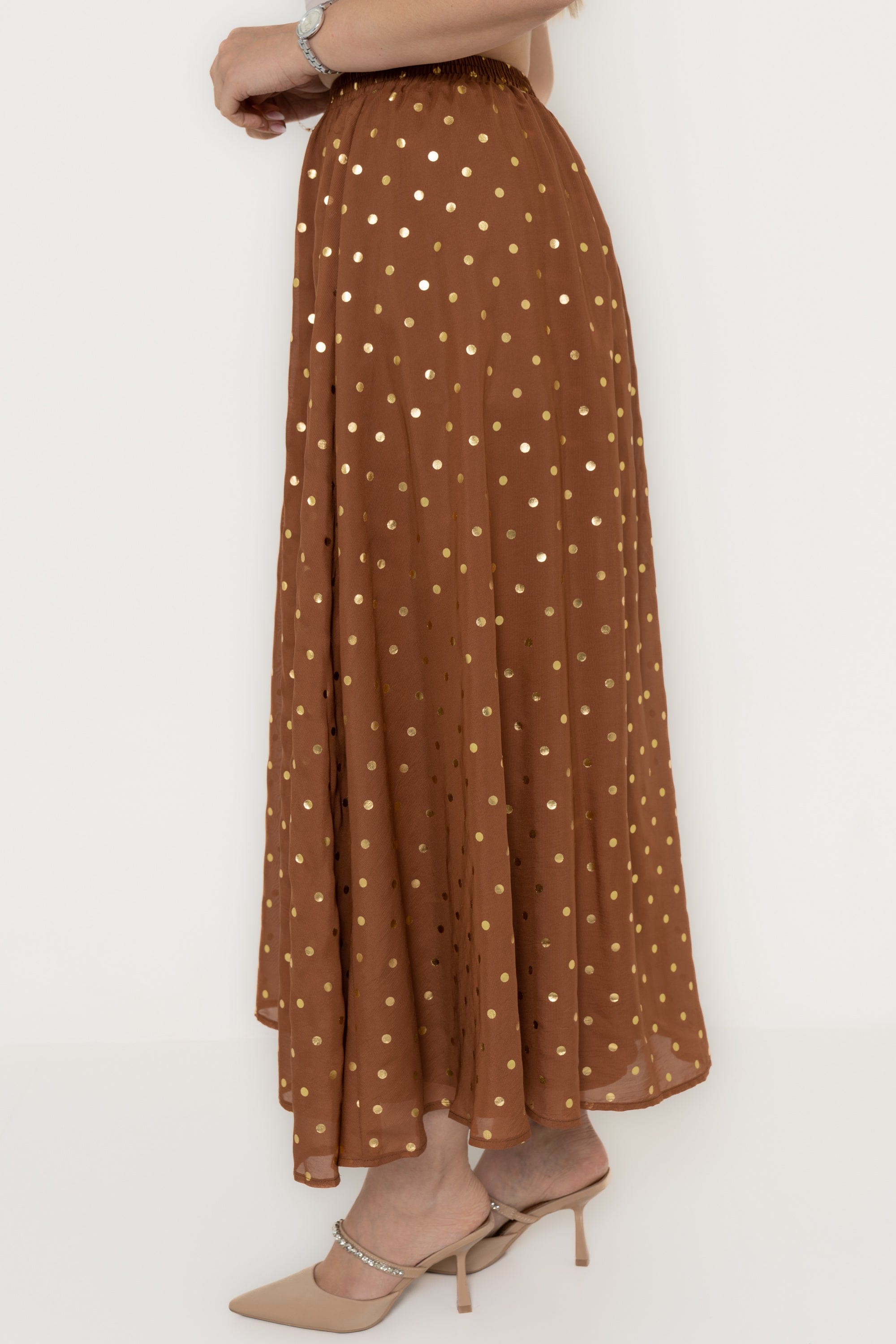 يولا تنورة نسائية شيفون منقطة مخصرة