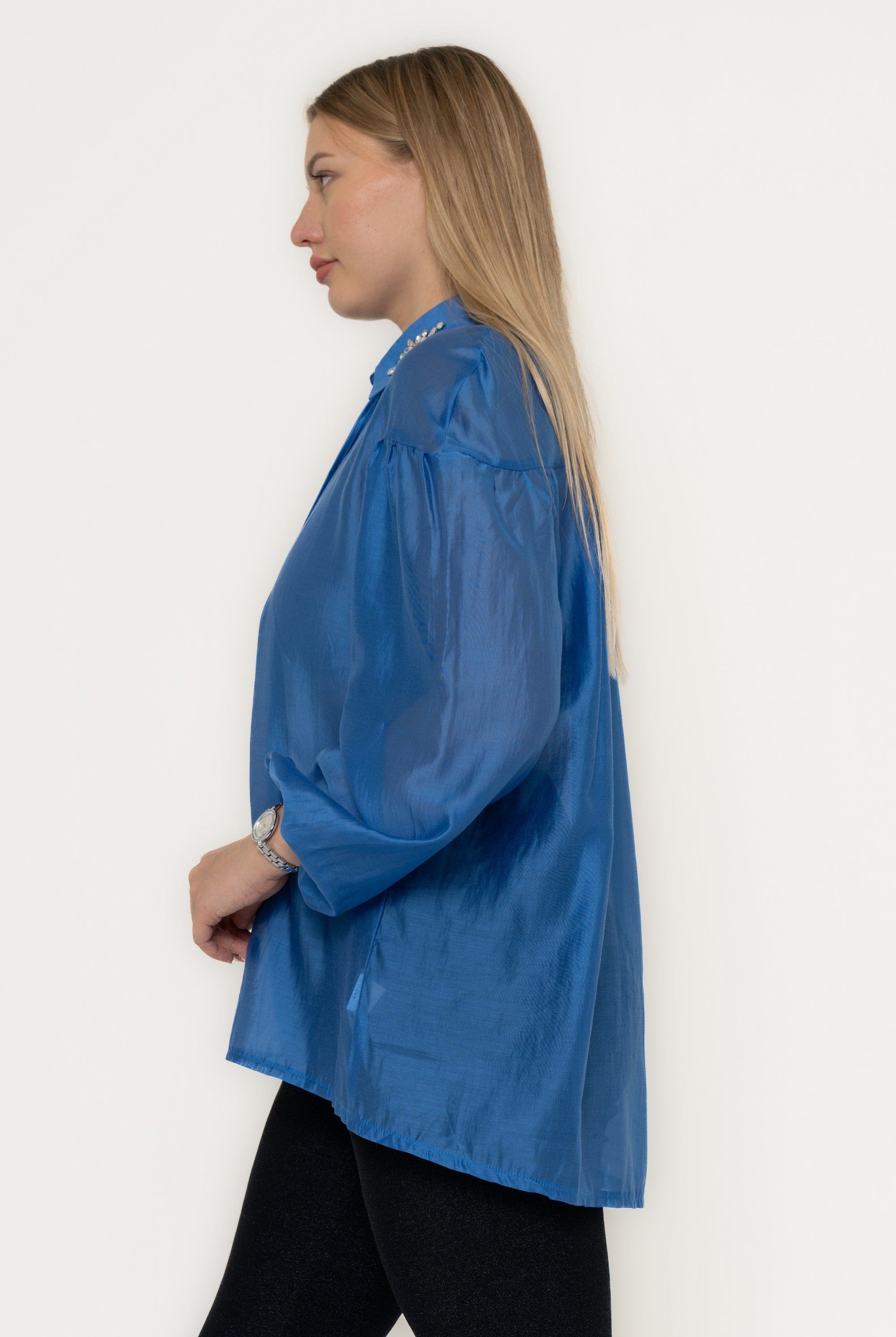 يولا بلوزة نسائية سادة بأكمام طويلة ويد كشكش