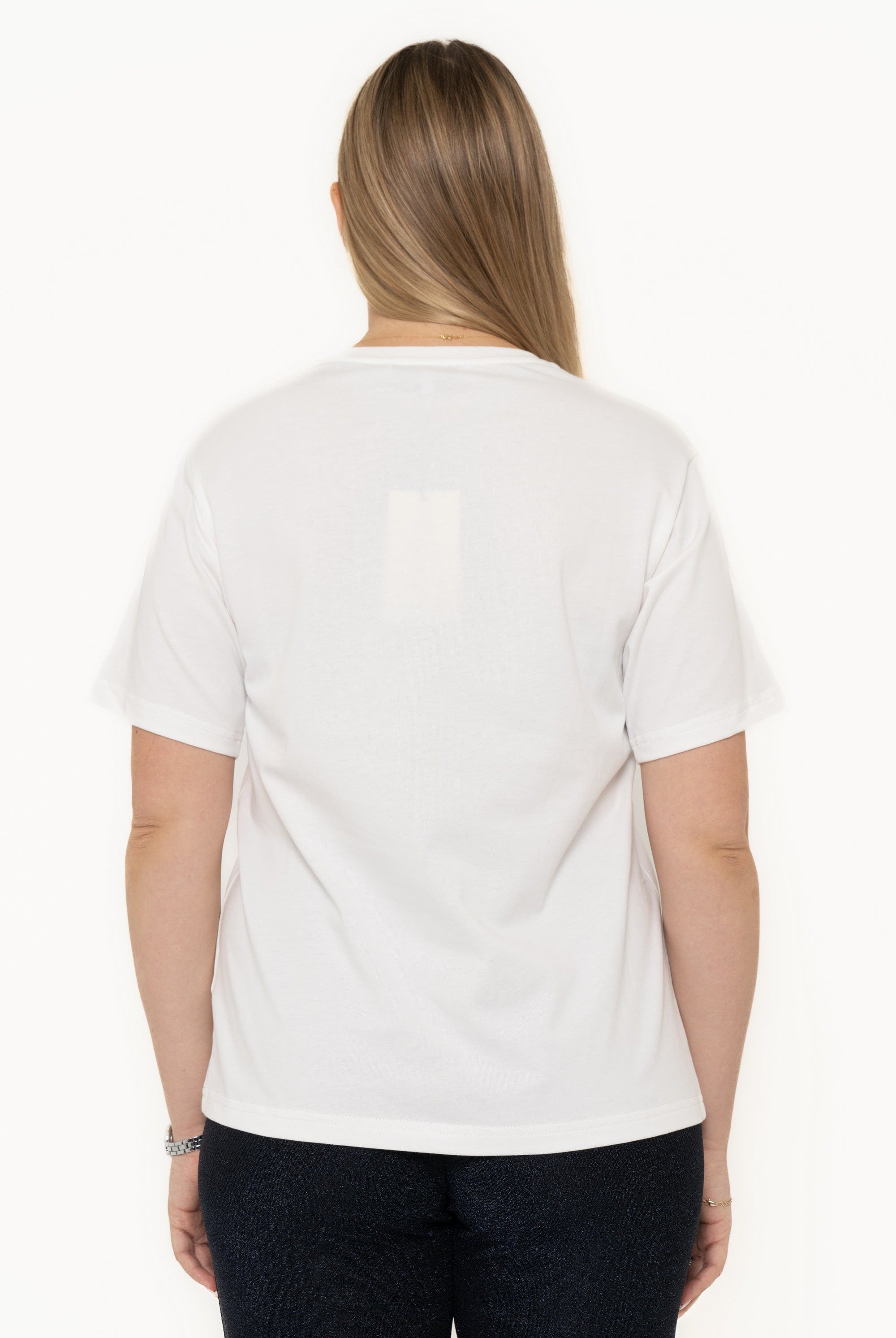 يولا تيشيرت نسائي نص كم بطبعة ورود