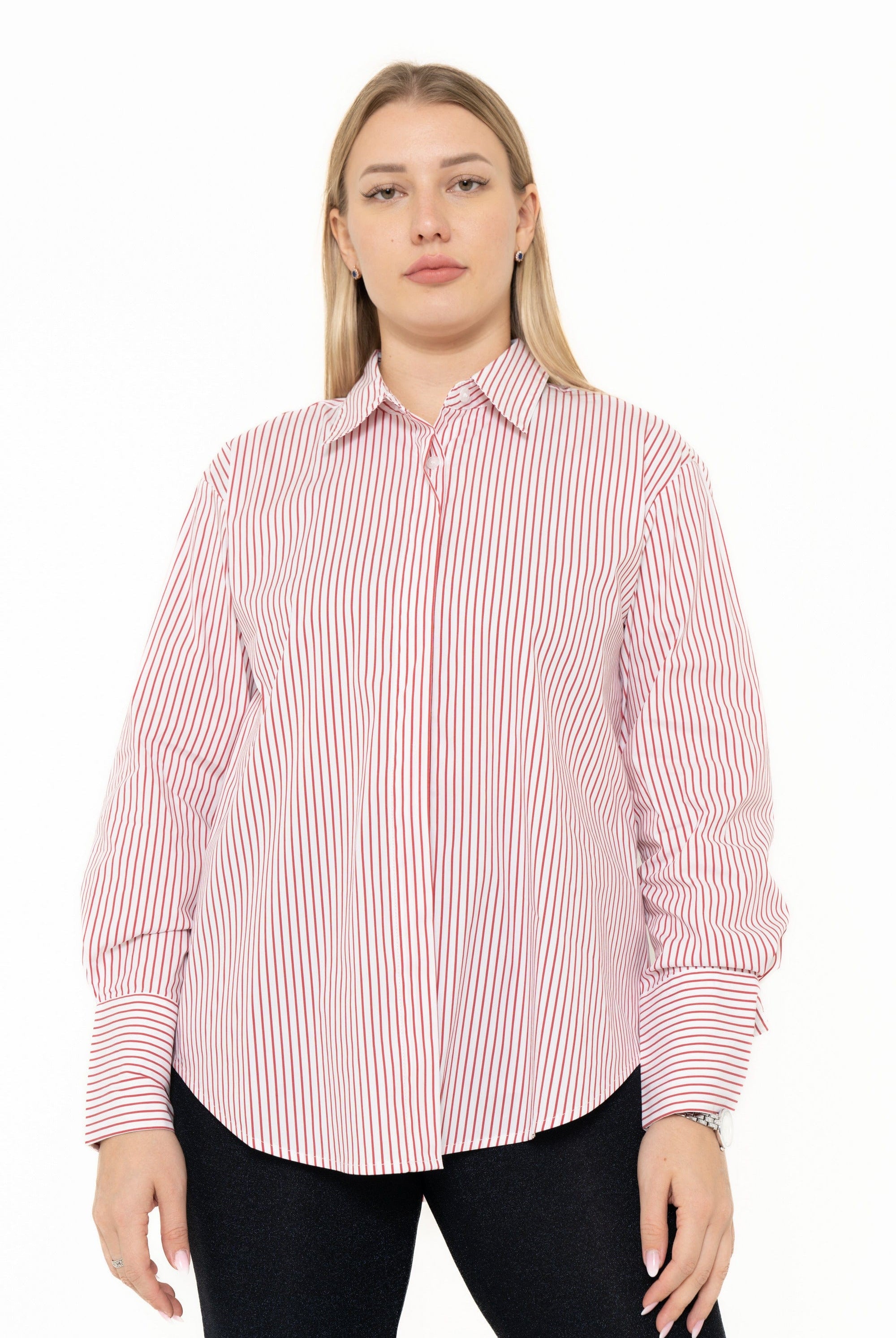 يولا بلوزة نسائية بكم طويل وأزرار أمامية بقصة قميص