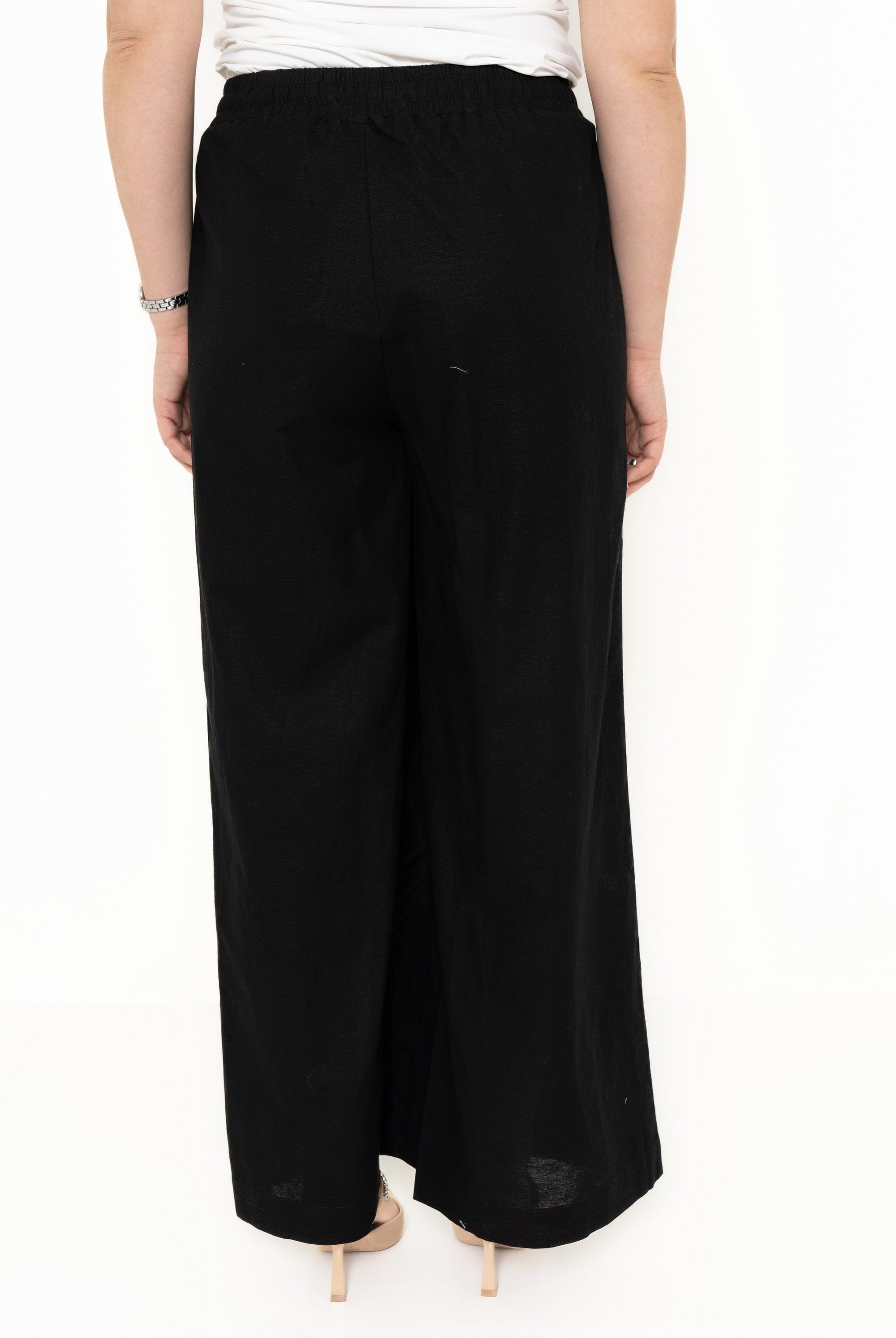 يولا بنطال سادة بمطاط من أعلى وجيوب طويل نسائي