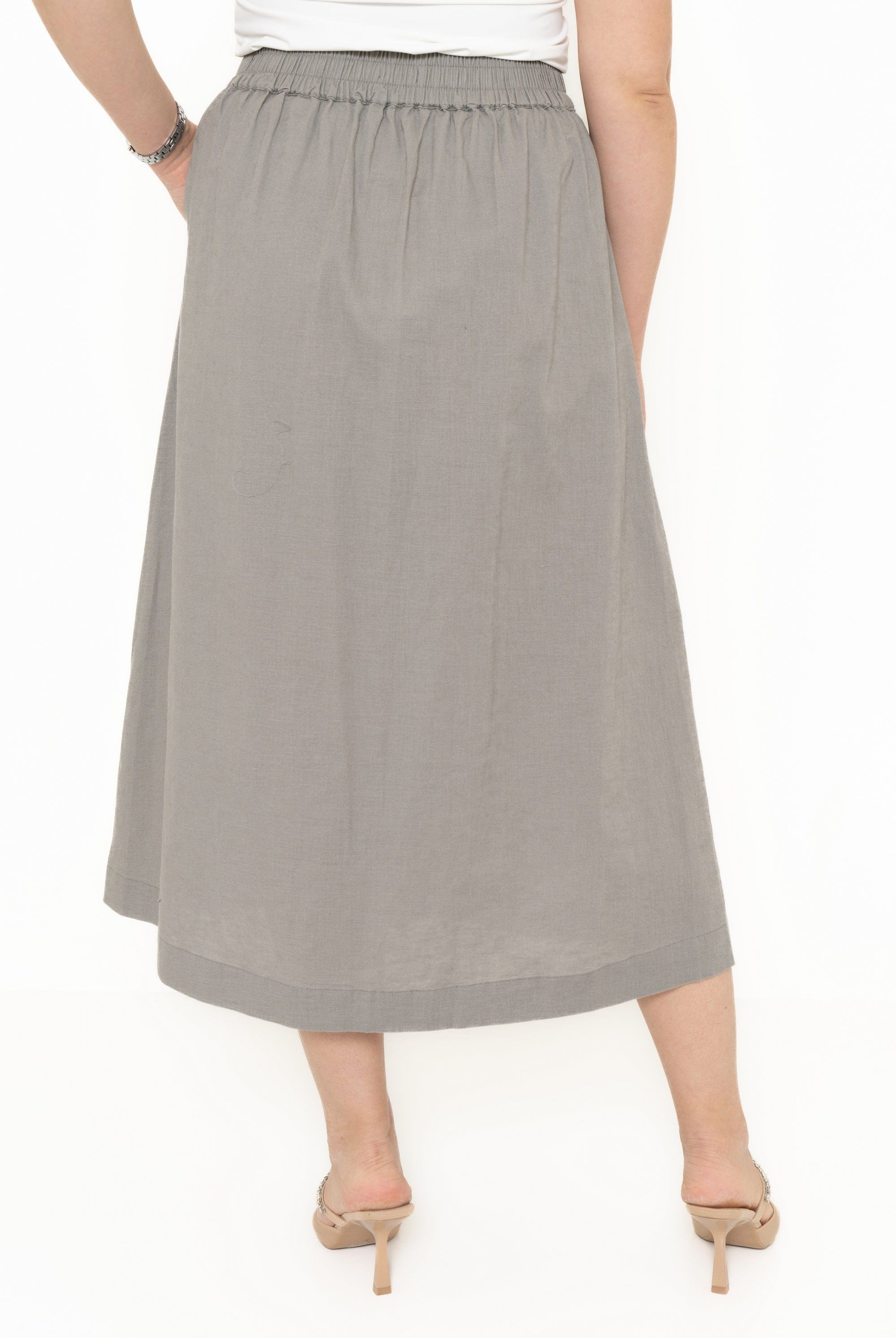 يولا تنورة خصر مرتفع بأزرار أمامية نسائية