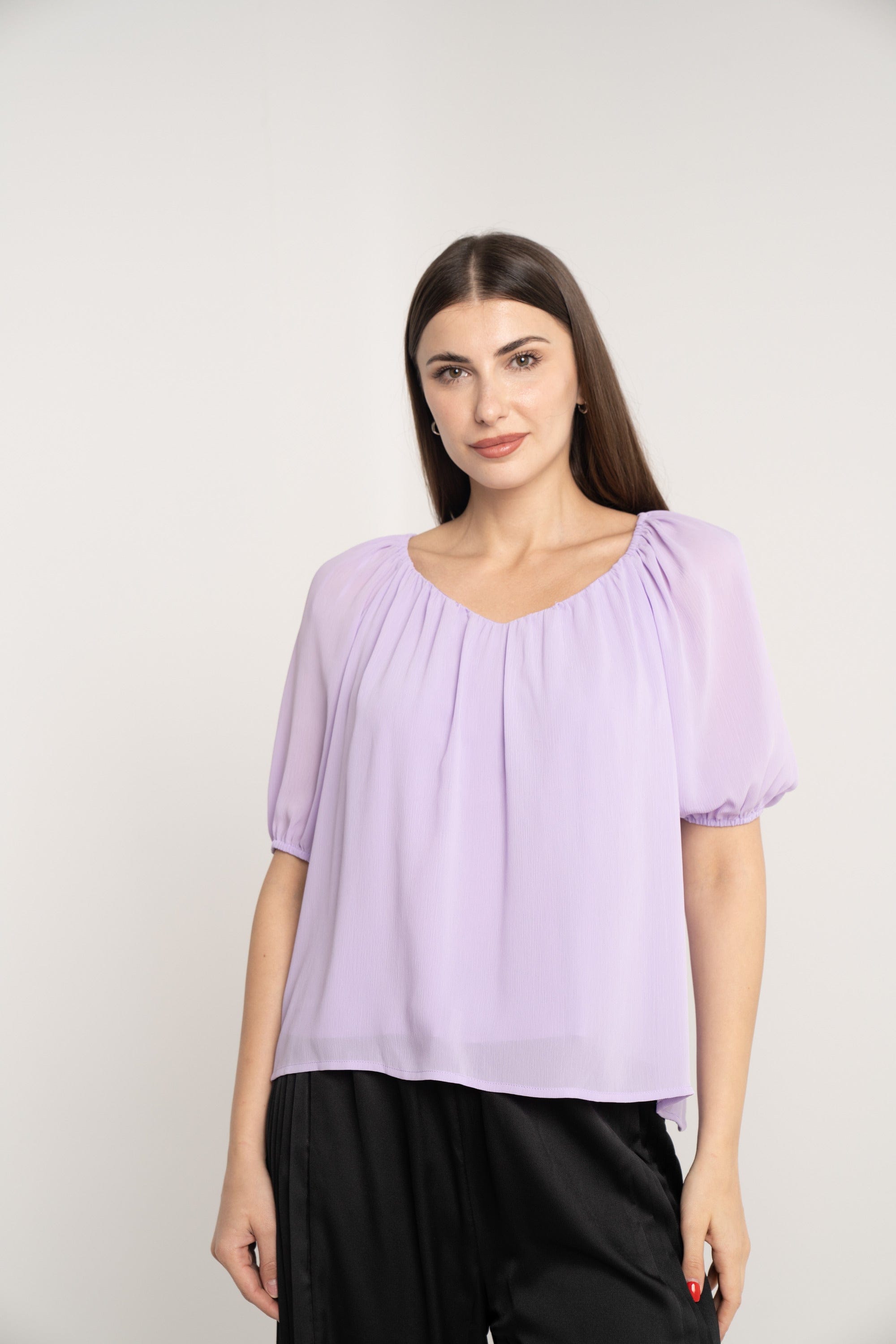 نتشي بلوزة 3/4 كم بف سادة بفتحة سبعة