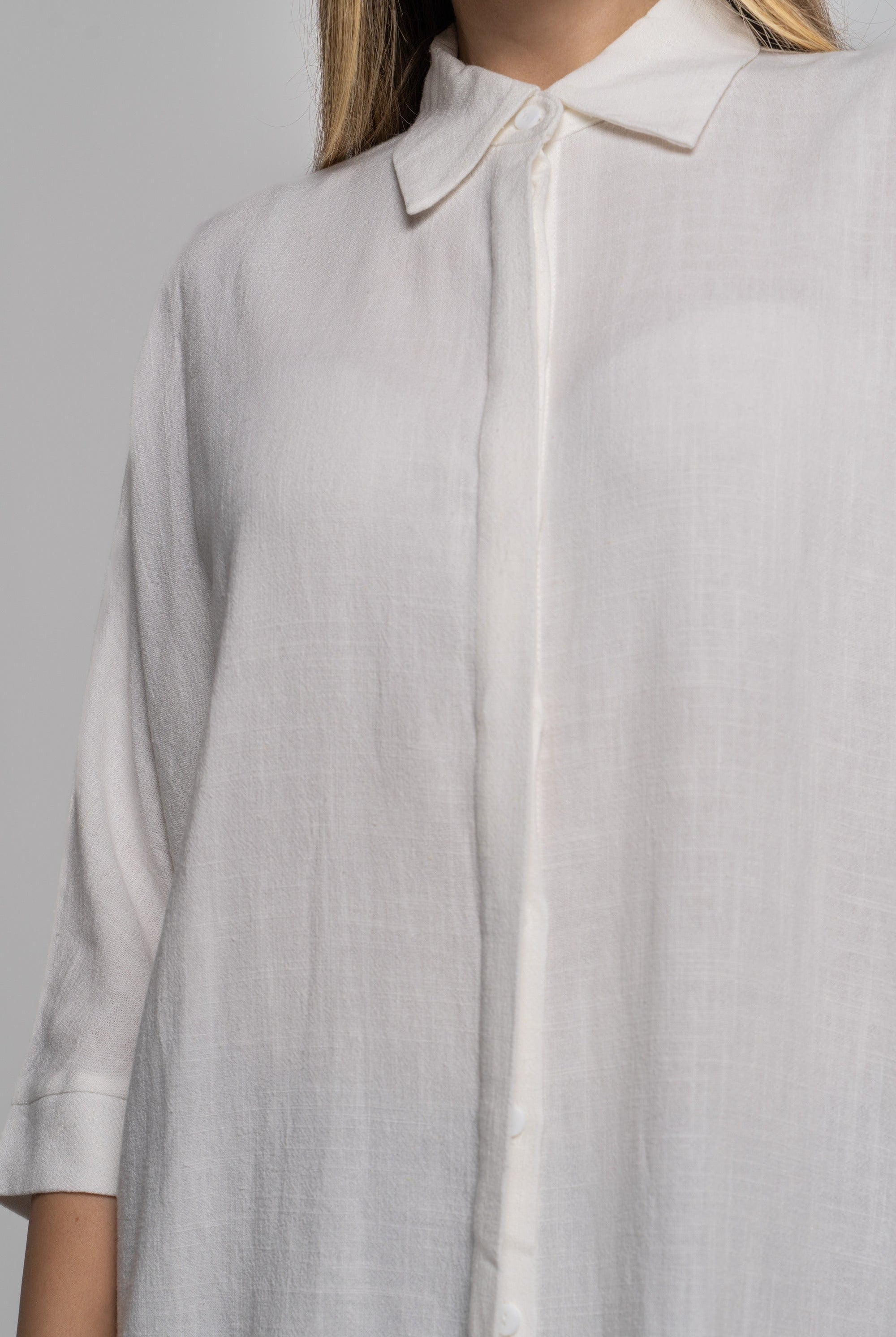 نتشي قميص سادة بأكمام 3/4 نسائي