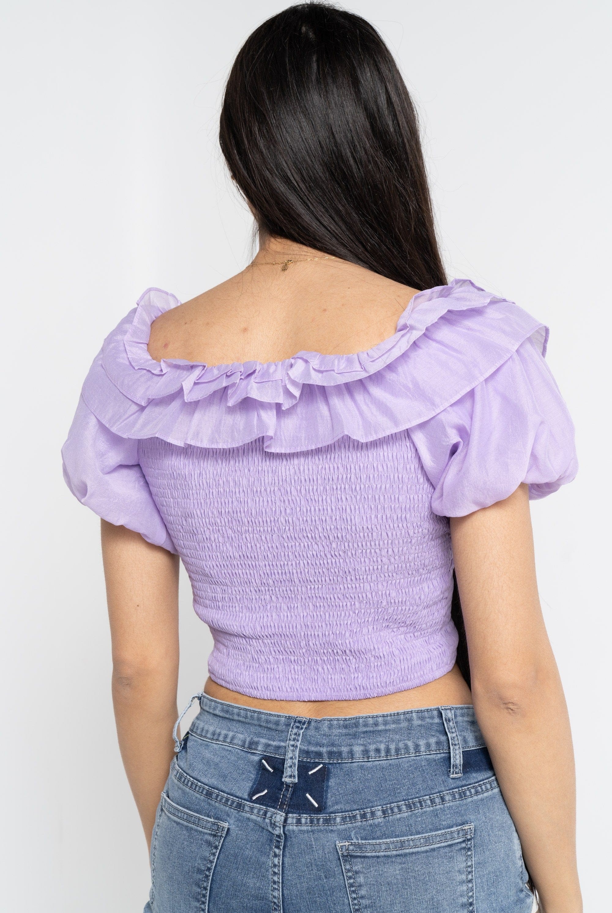 نتشي بلوزة قصيرة مطاطة بأكمام قصيرة