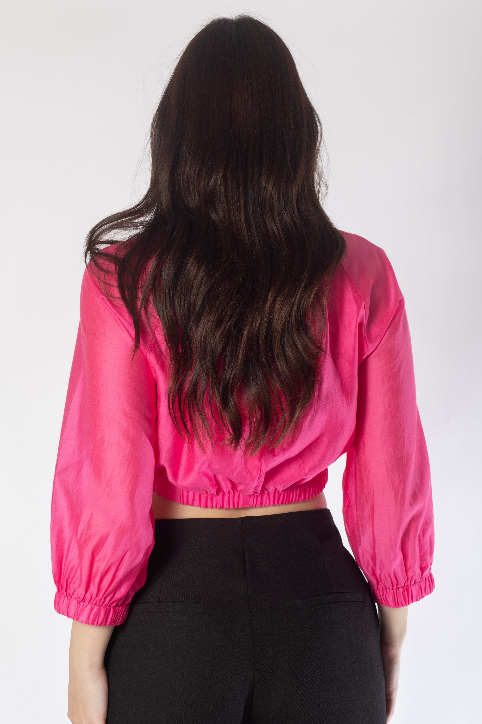 بلوزة خصر مرتفع سادة 3/4 كم نسائي