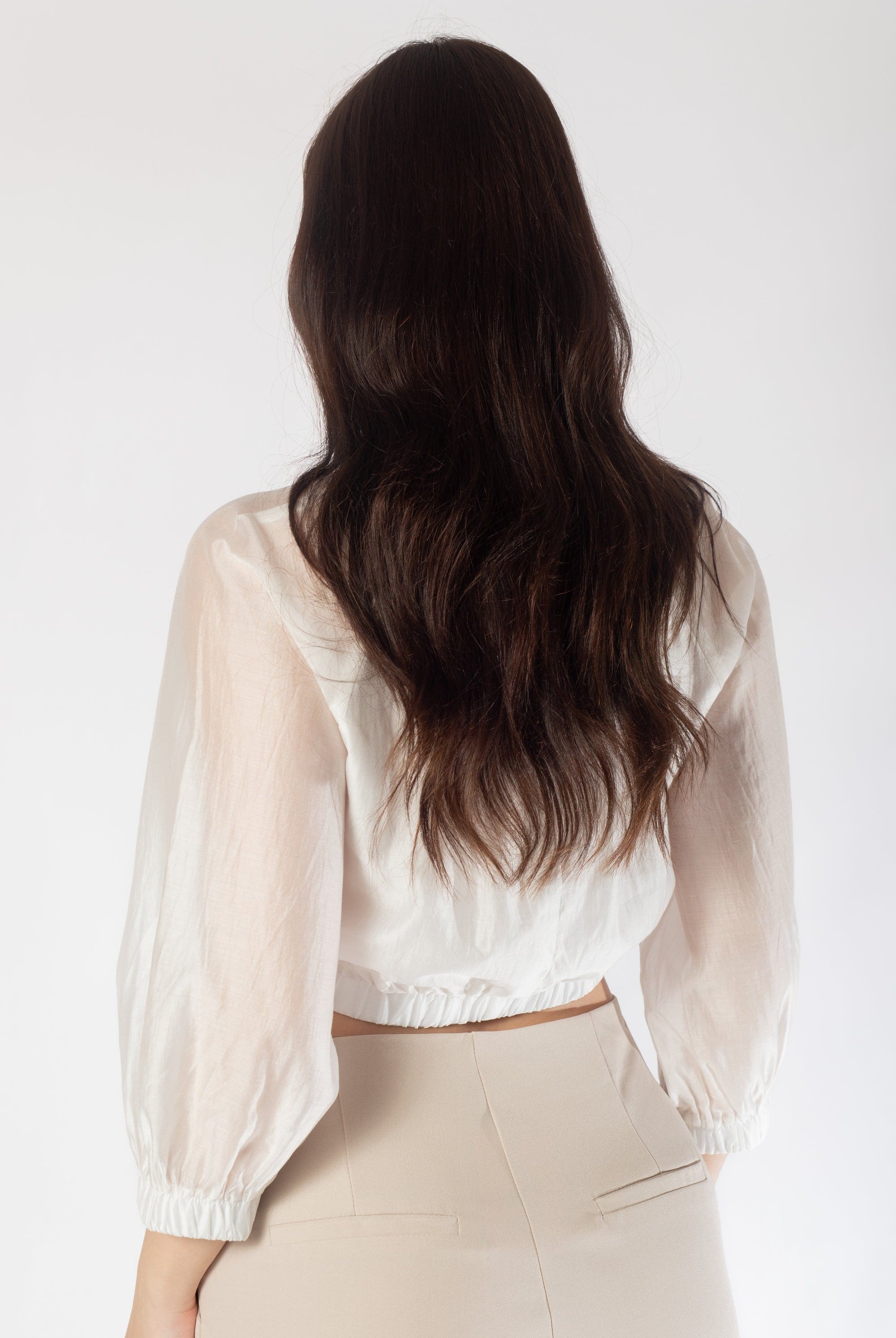 بلوزة خصر مرتفع سادة 3/4 كم نسائي