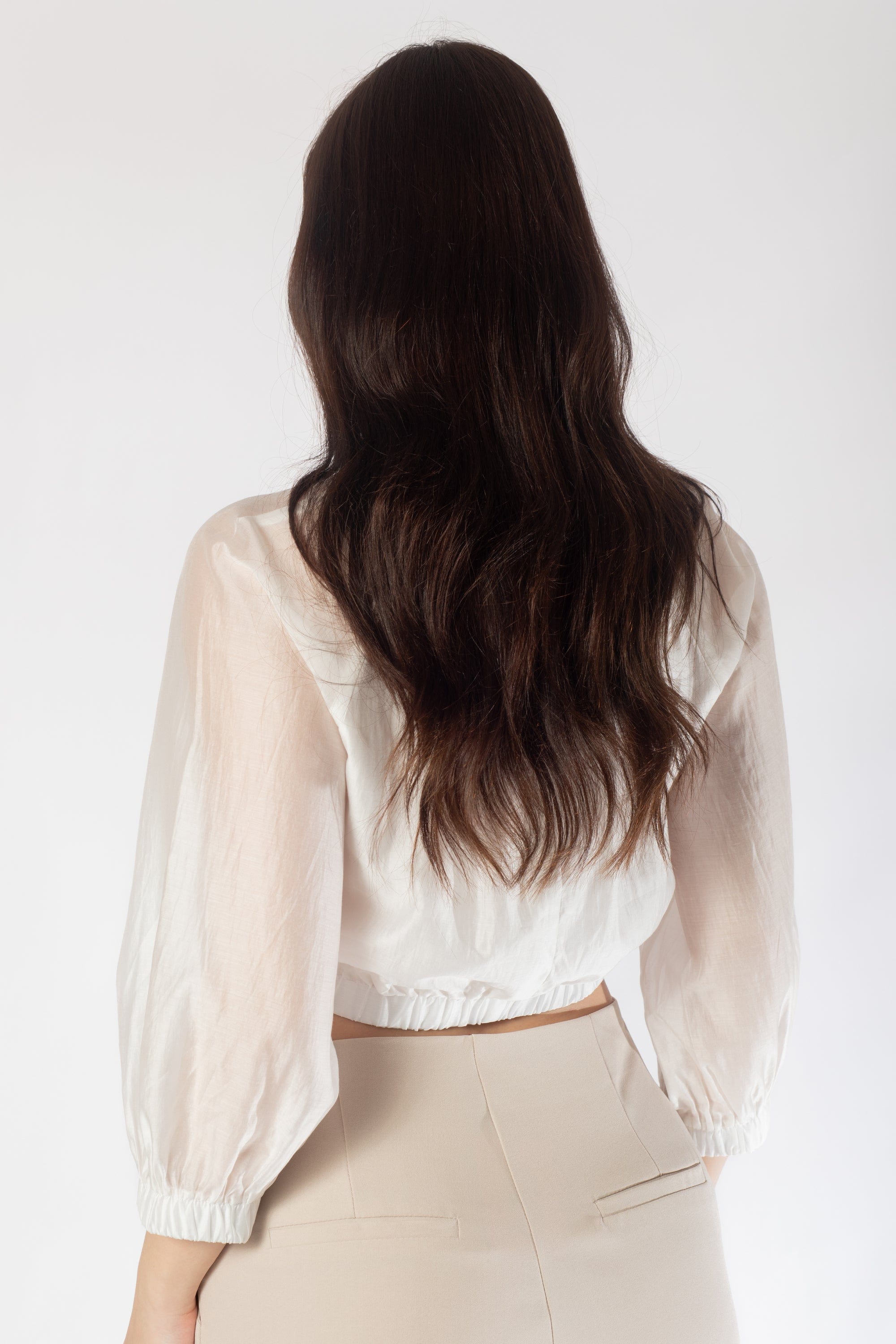 بلوزة خصر مرتفع سادة 3/4 كم نسائي