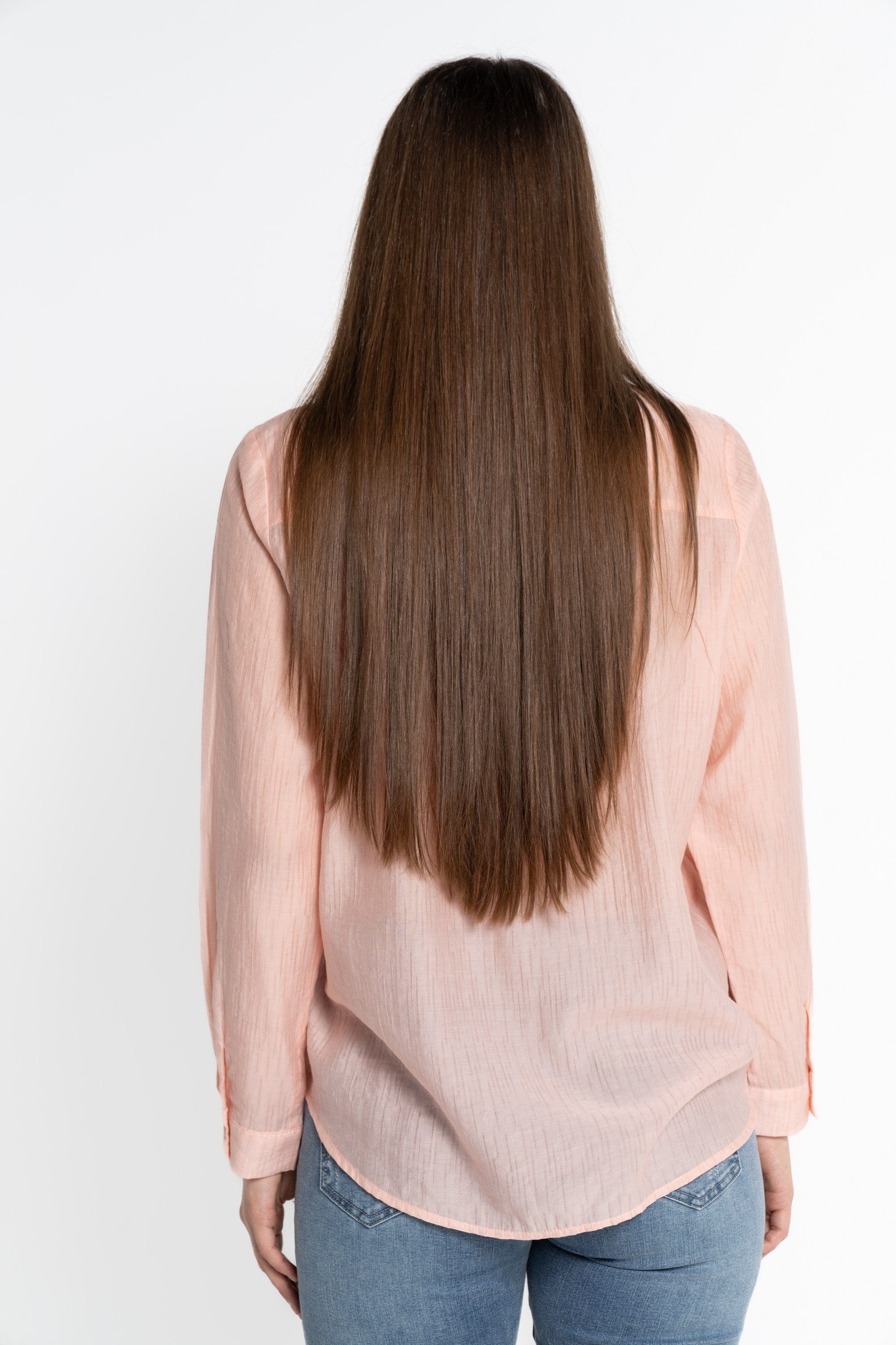 نتشي قميص بأكمام طويلة مزين بستراس بأزرار أمامية نسائي