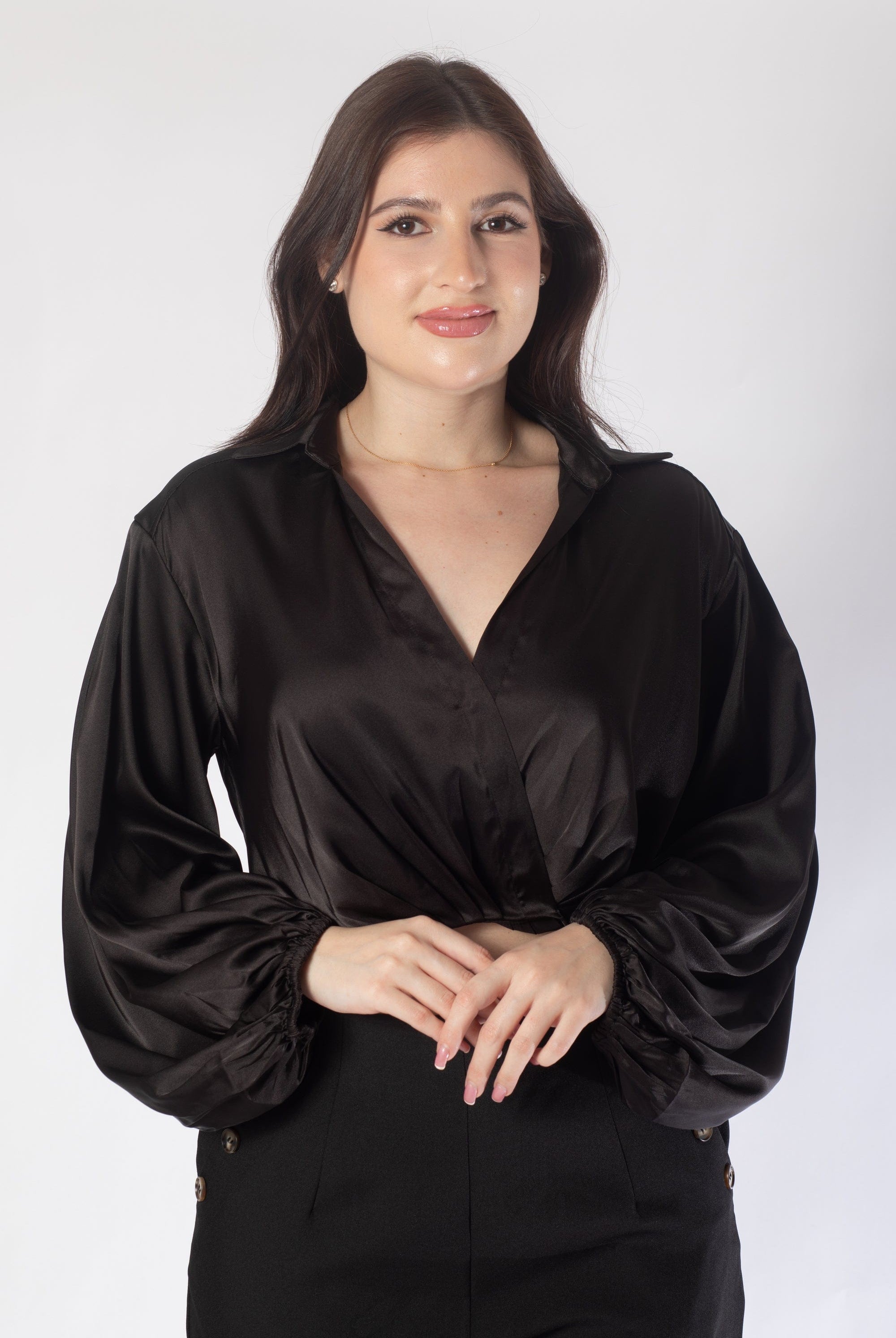 نتشي بلوزة بأكمام طويلة خصر مرتفع نسائي