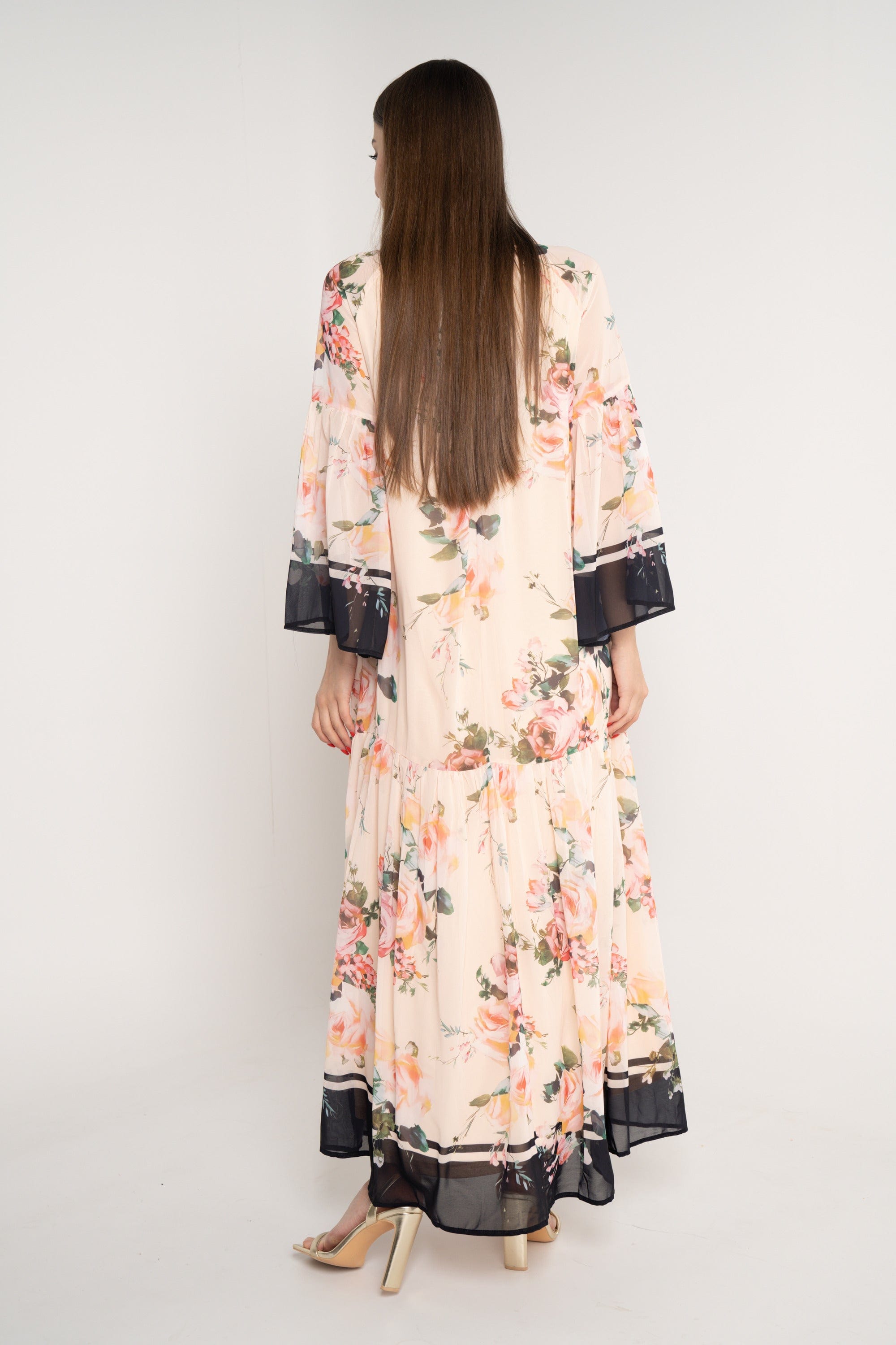 نتشي فستان مورد ماكسي كم طويل واسع نسائي