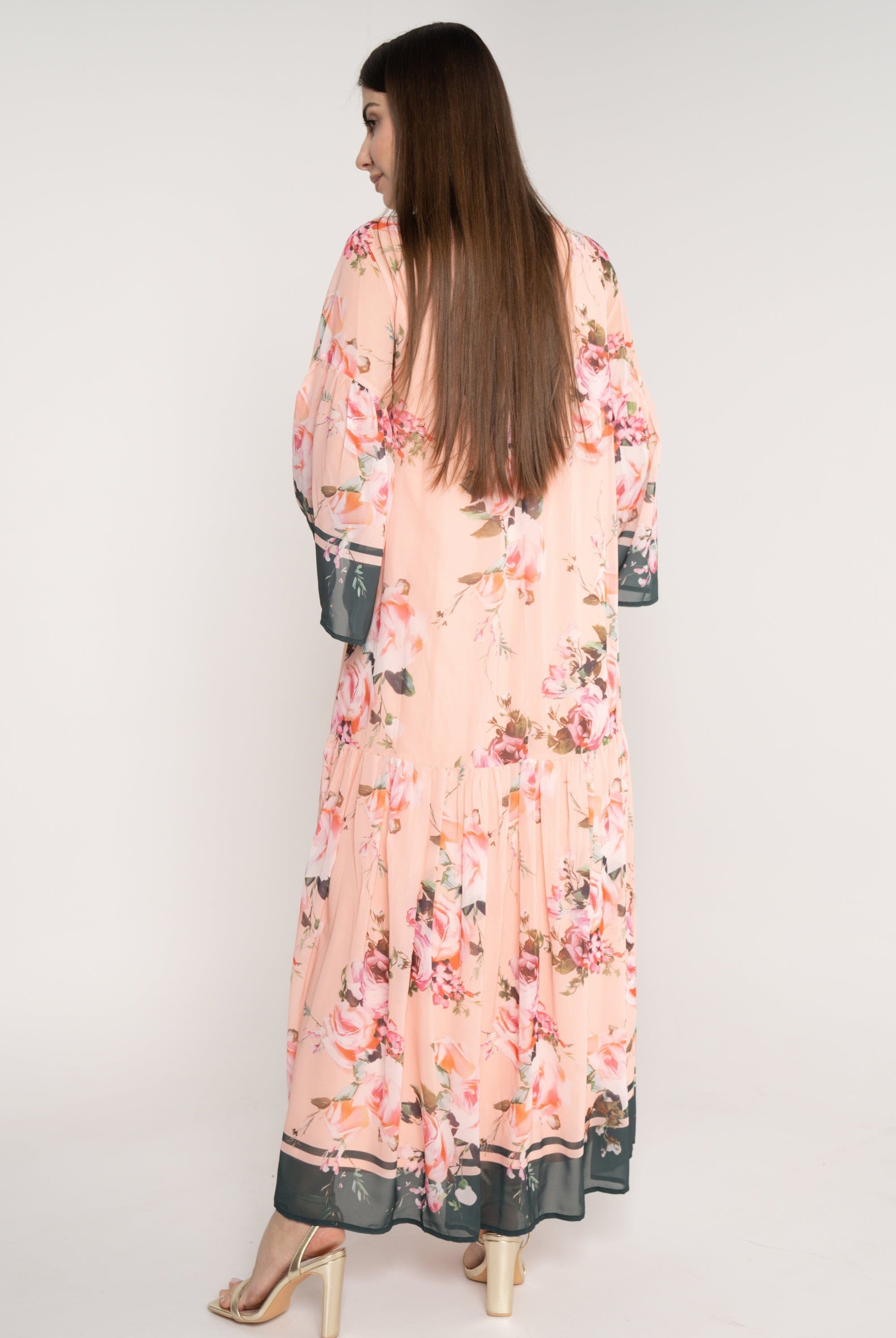 نتشي فستان مورد ماكسي كم طويل واسع نسائي