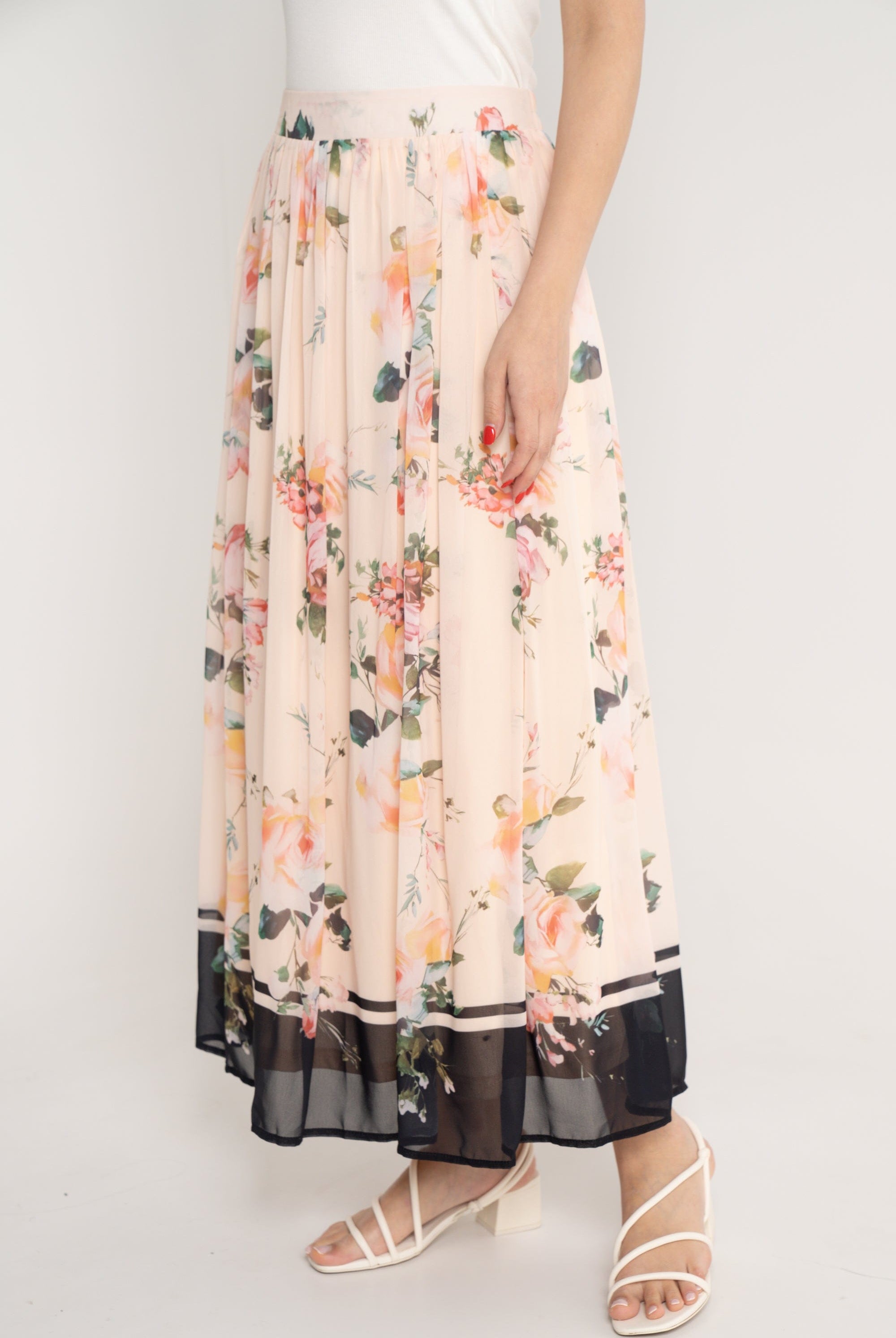 نتشي تنورة مشجرة طويلة كلوش نسائي