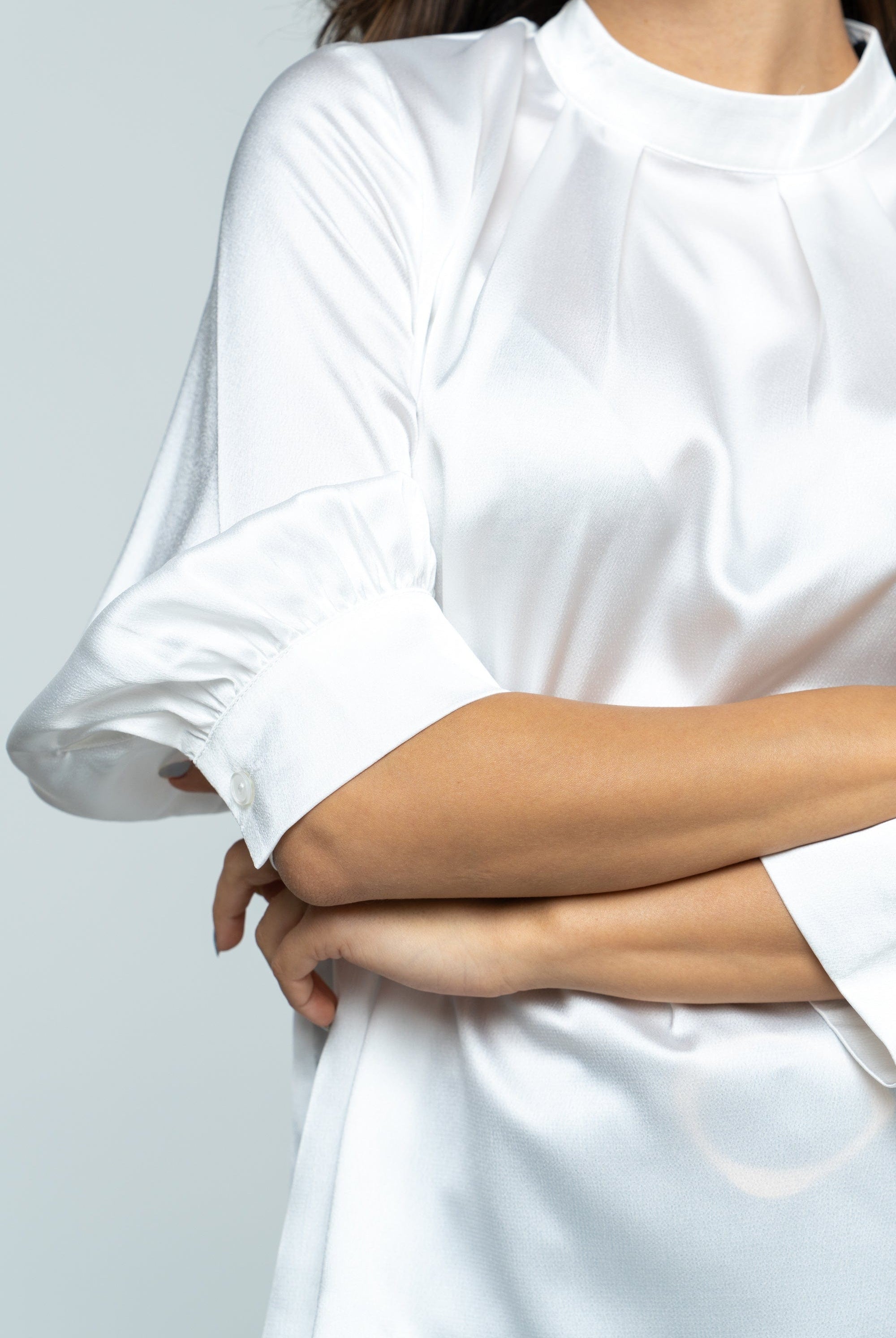 نتشي بلوزة بأكمام 3/4 ناعمة سادة أوف وايت