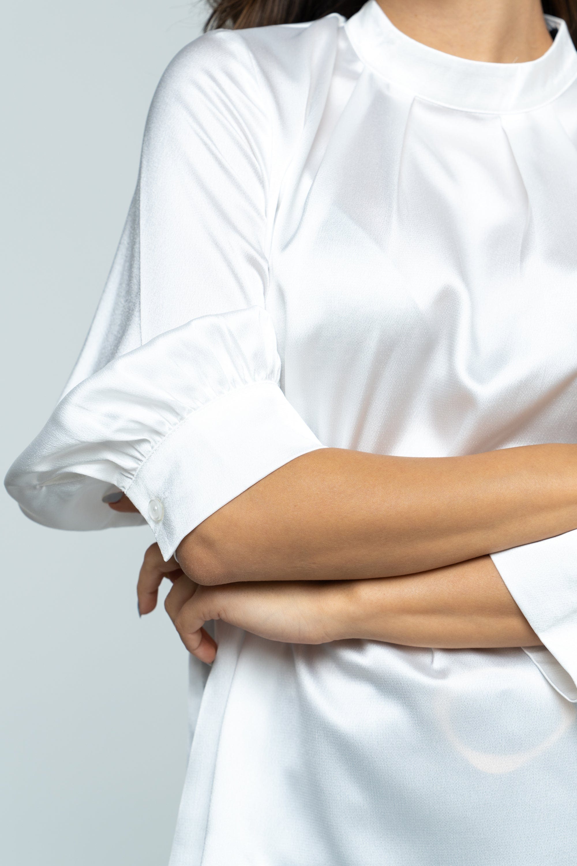 نتشي بلوزة بأكمام 3/4 ناعمة سادة أوف وايت