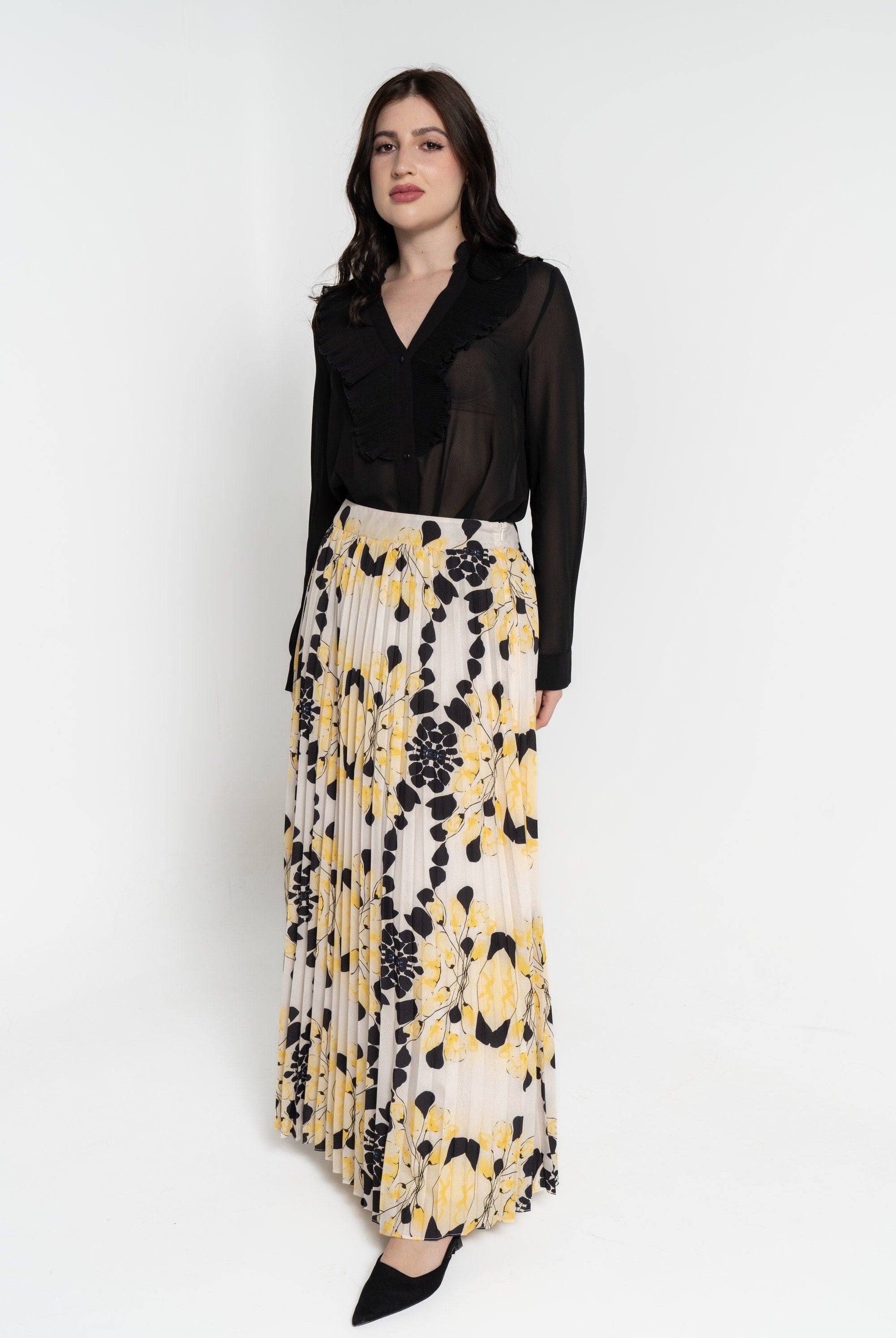 نتشي تنورة طويلة بليسيه موردة نسائي