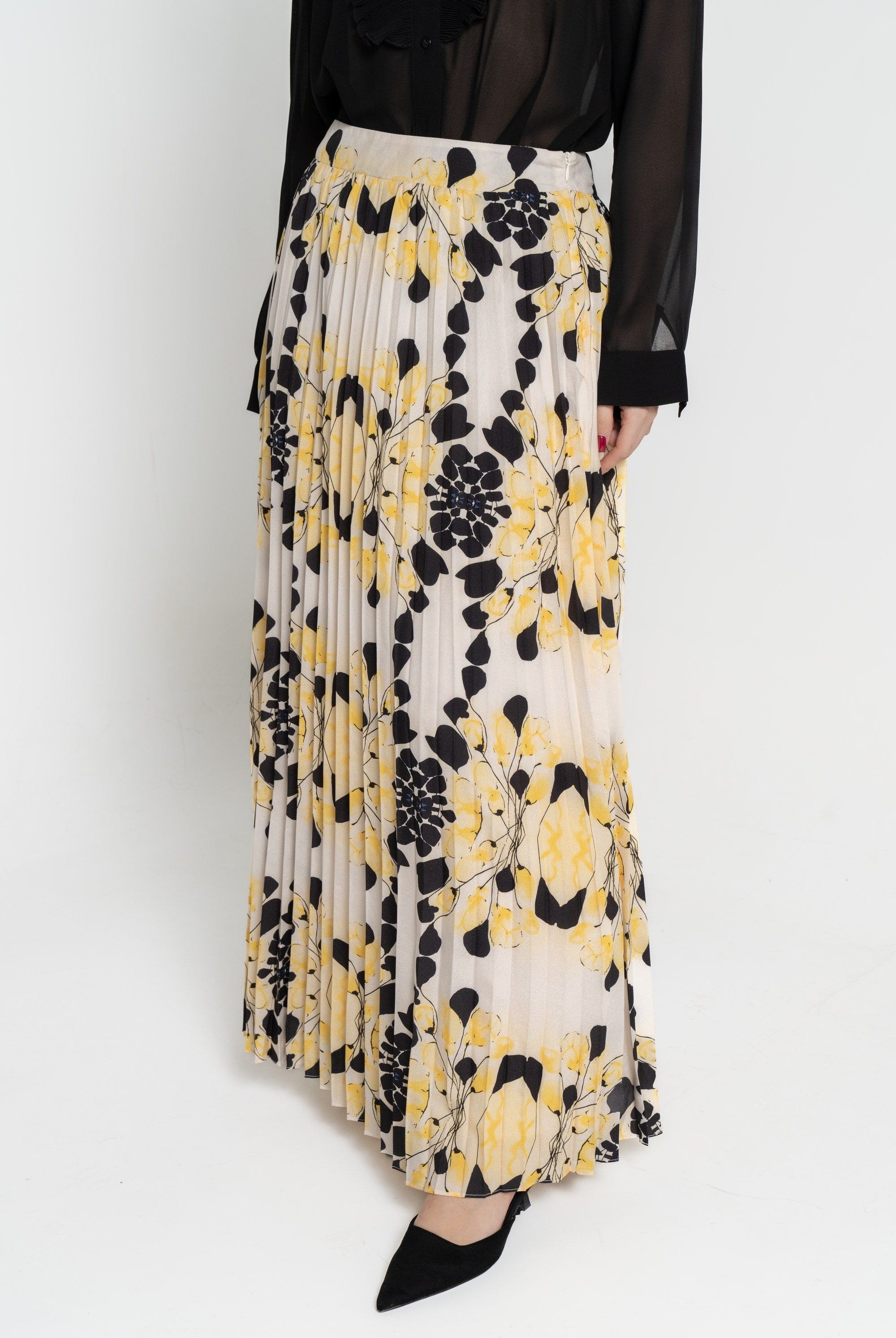 نتشي تنورة طويلة بليسيه موردة نسائي