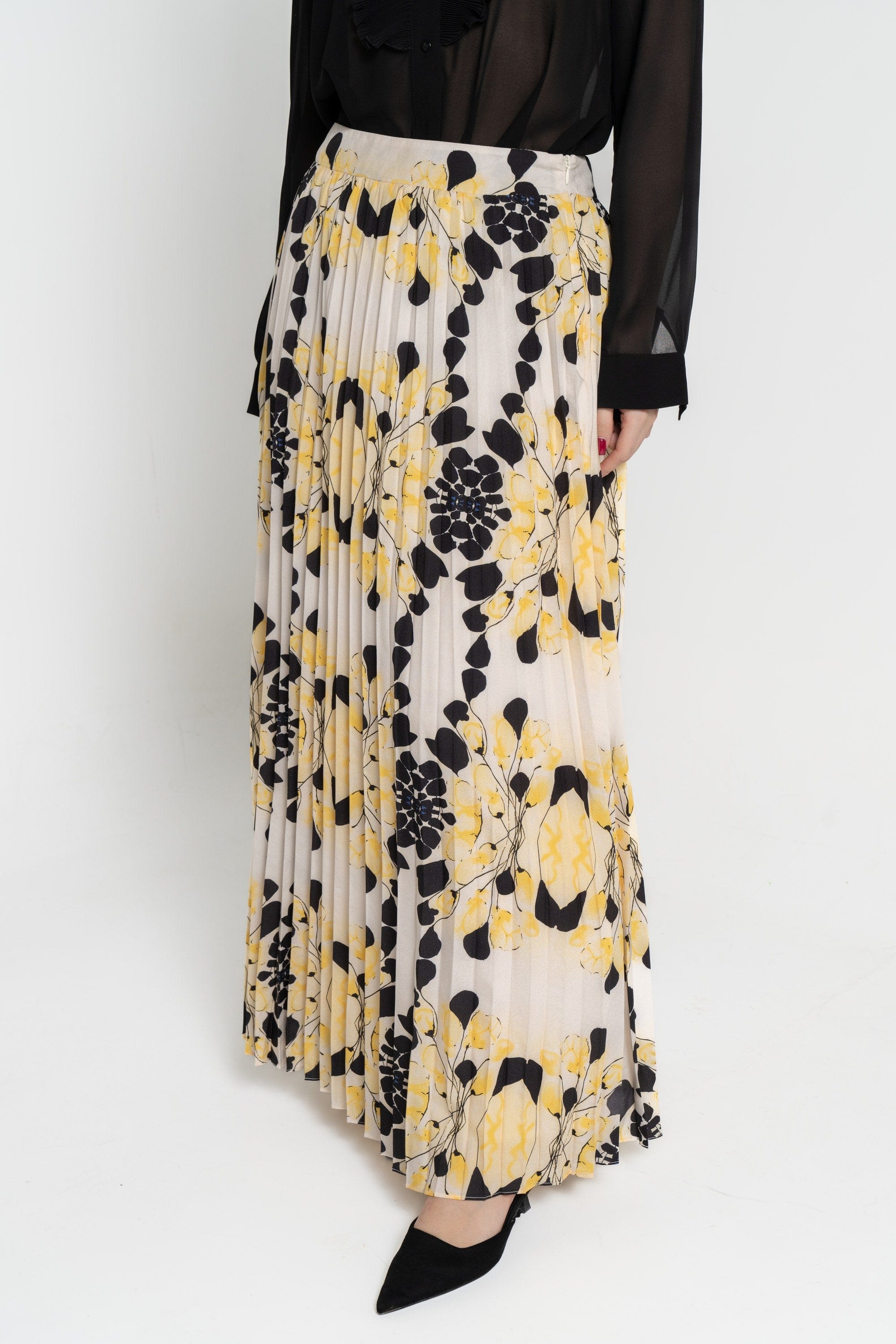 نتشي تنورة طويلة بليسيه موردة نسائي