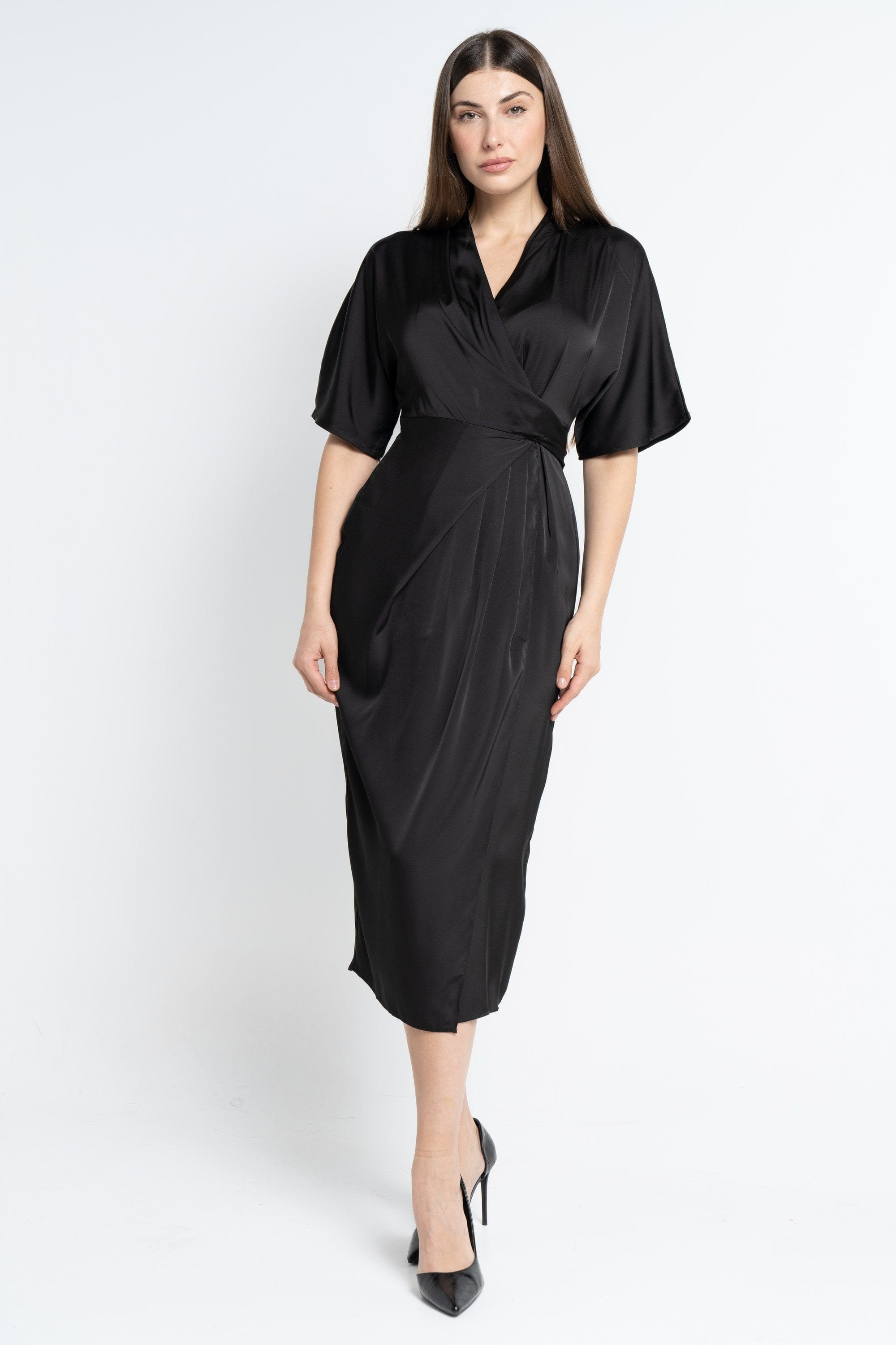 نتشي فستان ميدي بأكمام فراشة مخصرة نص كم بف نسائي